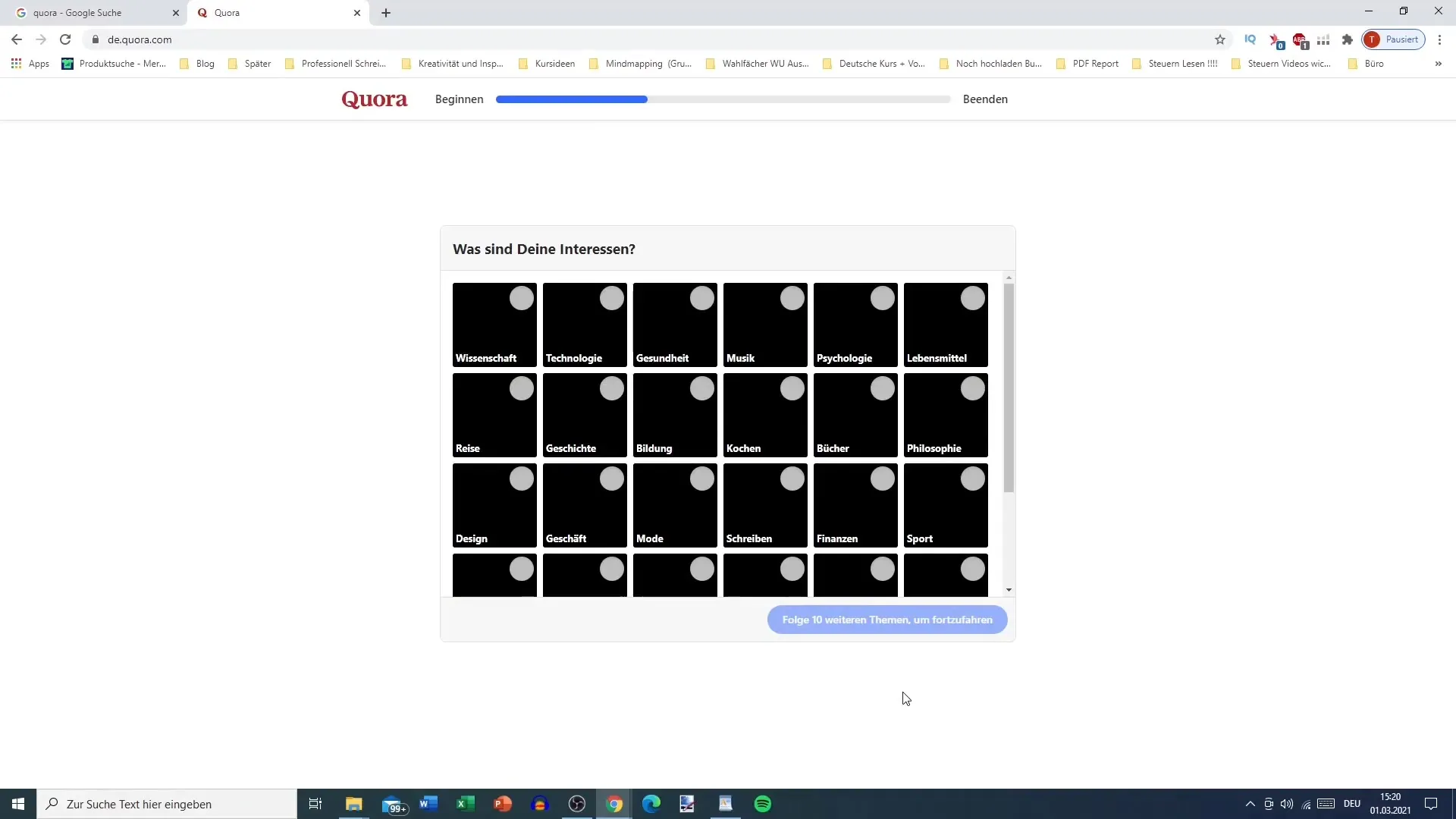 Creazione dell'account Quora - Guida passo dopo passo