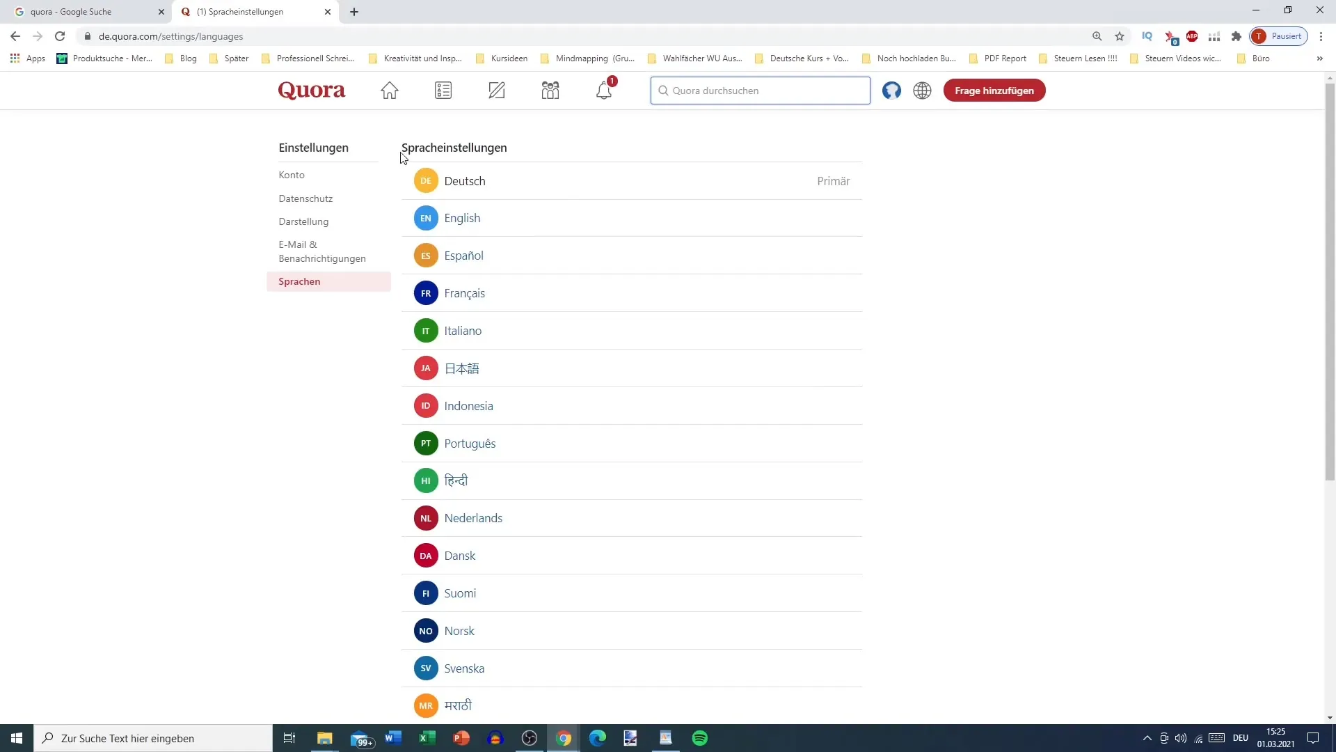 Configuración óptima de la cuenta de Quora para una mayor visibilidad