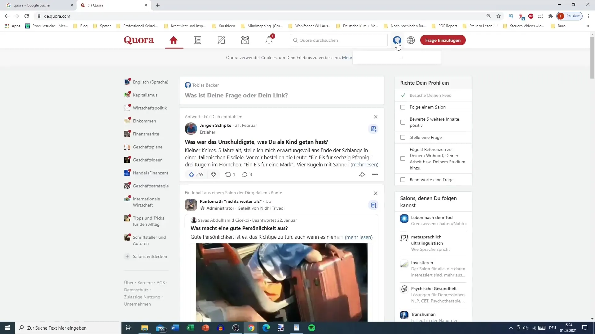 Configuración óptima de la cuenta de Quora para una mejor visibilidad