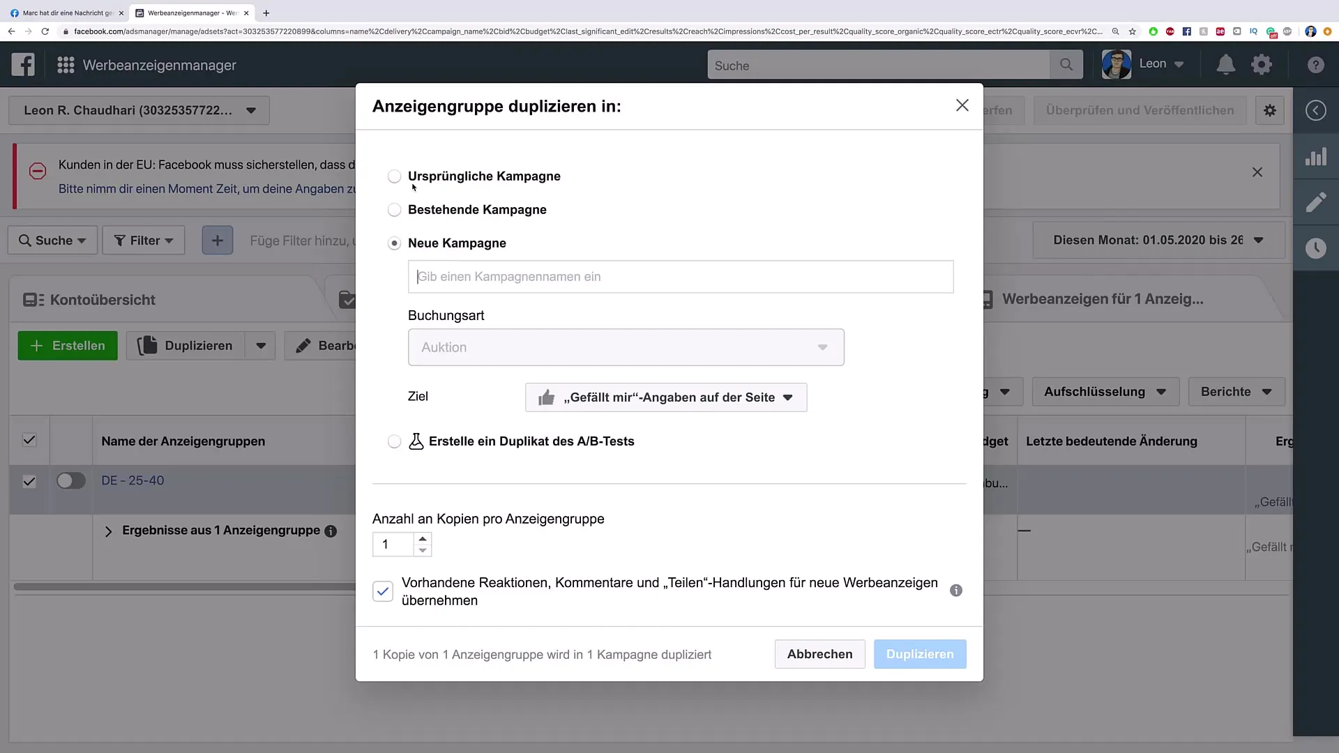 Werbeanzeigen effizient duplizieren und bearbeiten