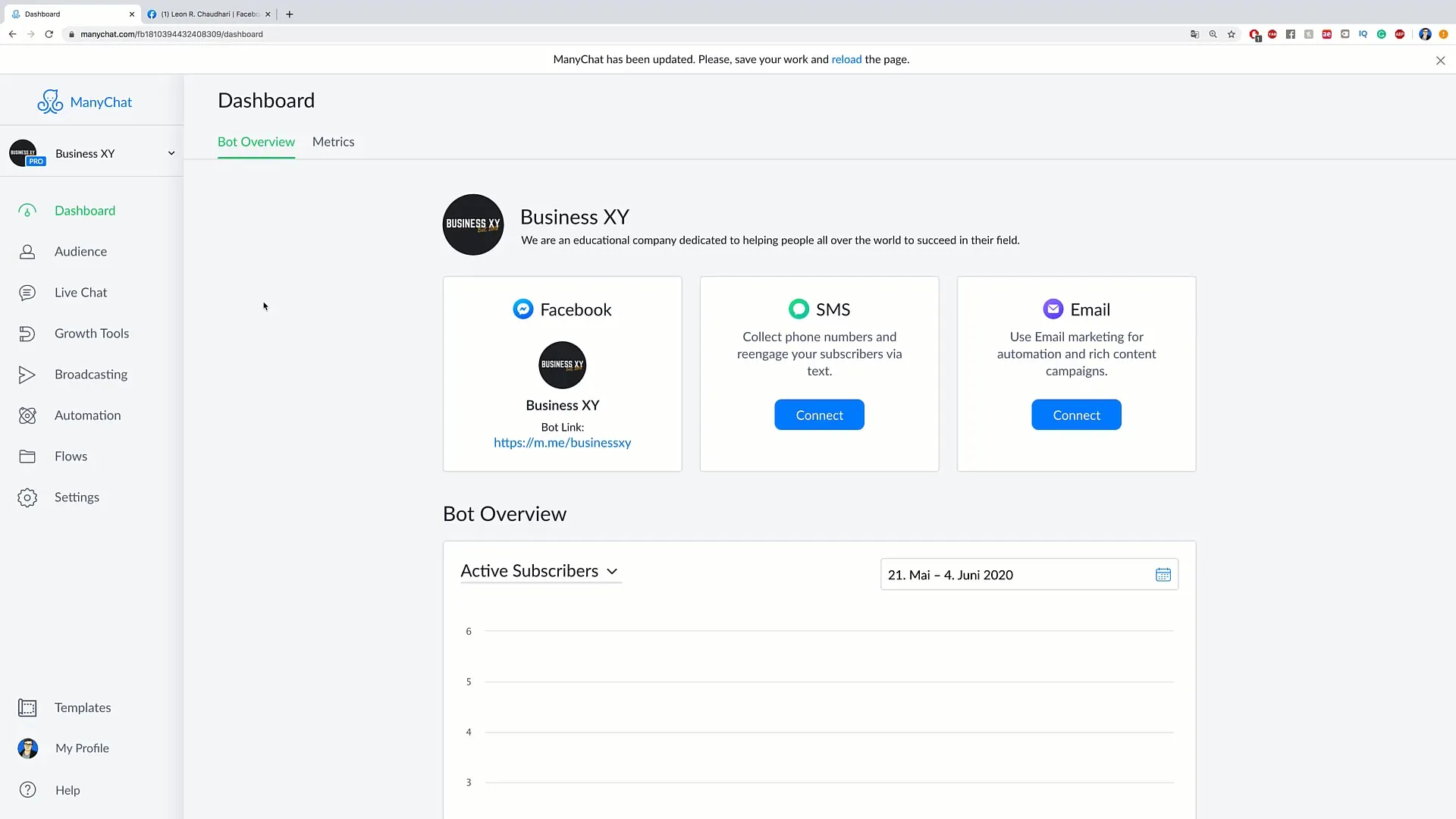 Vytvořit menu pro chatovací desku na Facebooku