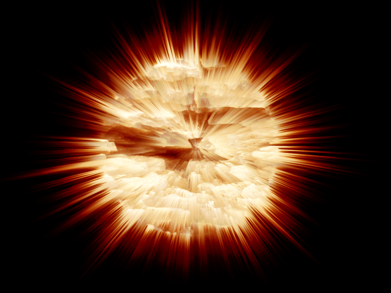 Fire ulike planeter skape inkl. asteroidebelte + eksplosjon