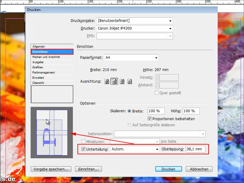 Tipps &amp; Tricks zu Adobe InDesign: DIN A3 - DIN A0 auf mehreren DIN-A4-Blättern drucken