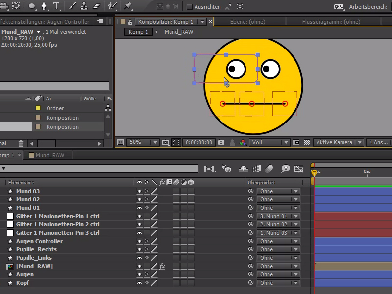 Animation in After Effects Ebenen verstecken
