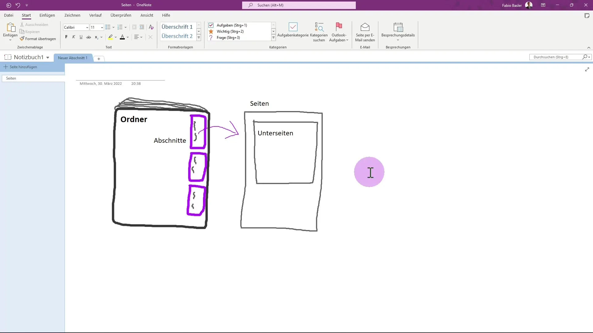Estructura de un cuaderno de notas en Microsoft OneNote para una organización sencilla