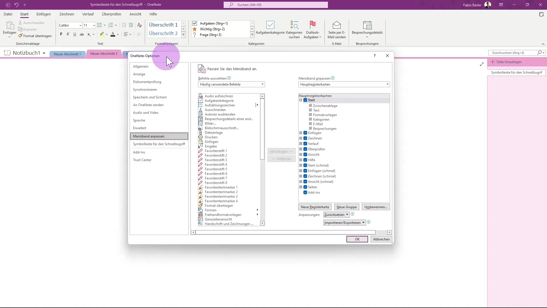 Personalizar la barra de menú en Microsoft OneNote de forma óptima