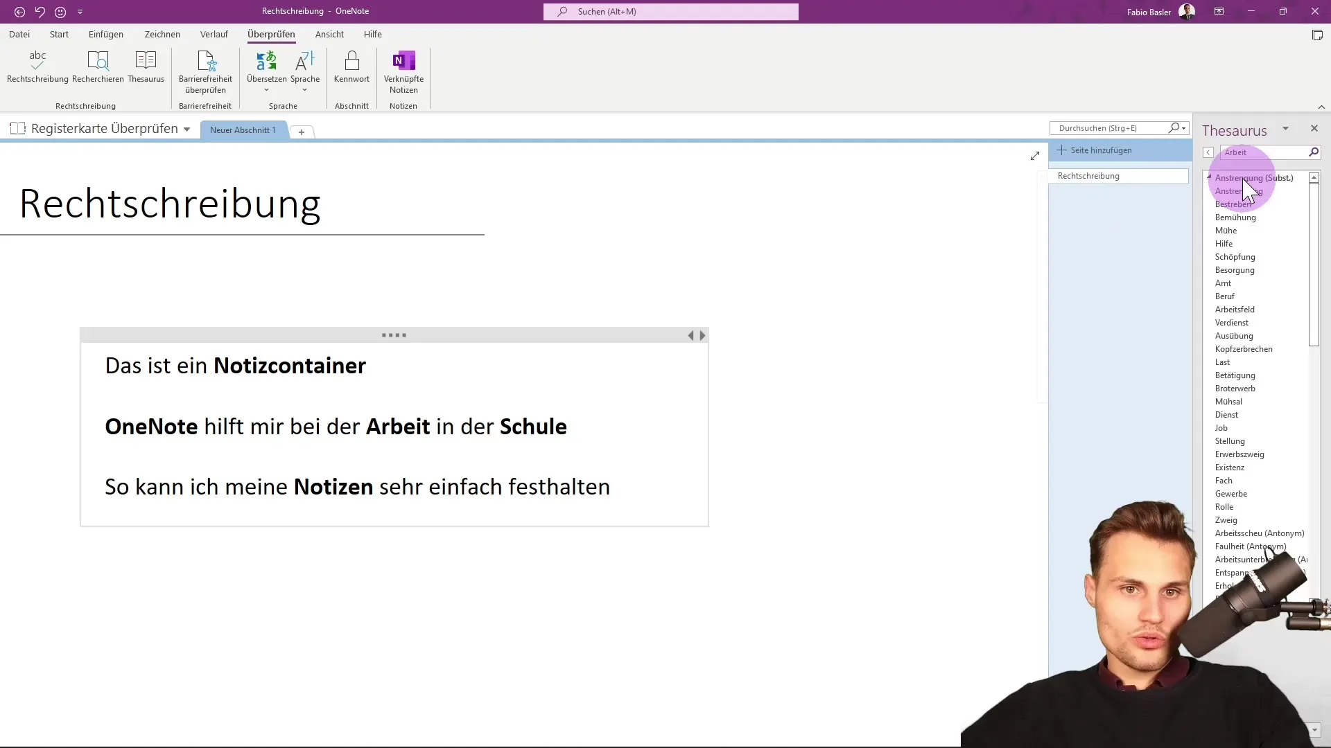 Optimización de la ortografía de OneNote para textos sin errores