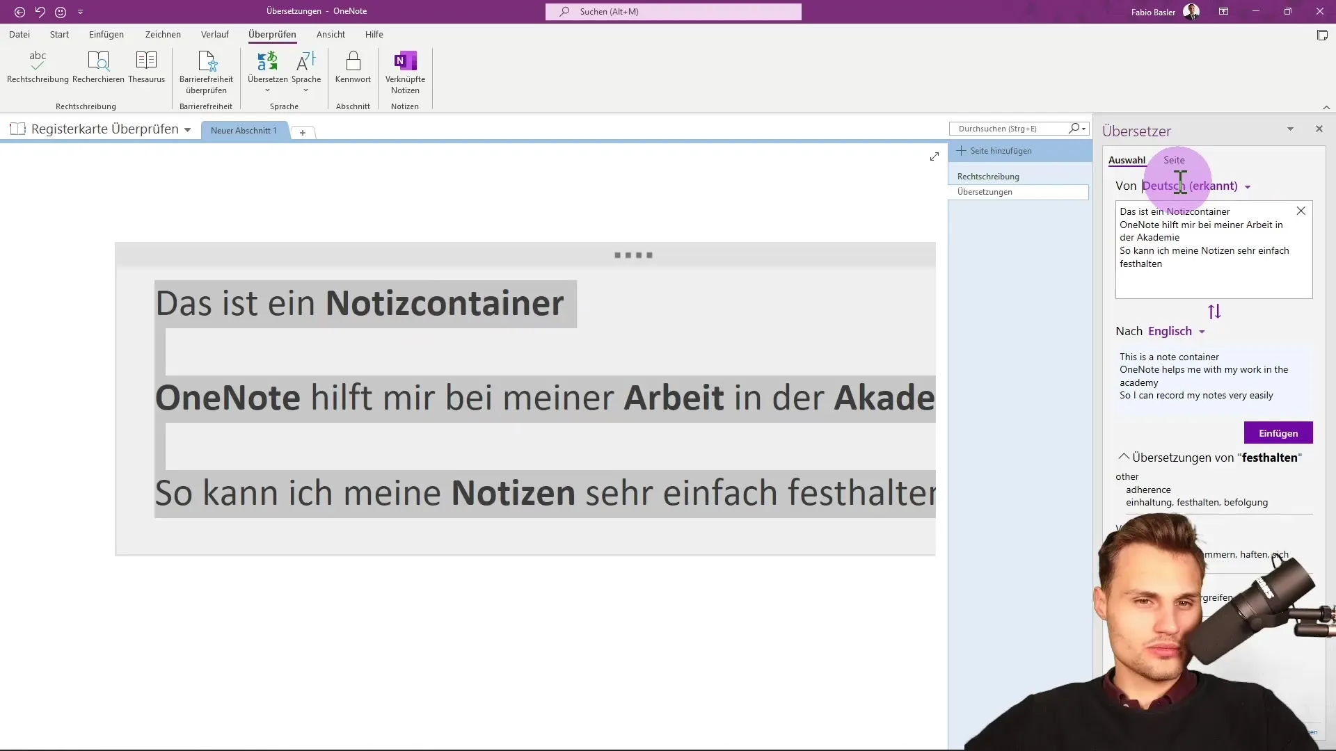 Traduce simplemente textos en Microsoft OneNote