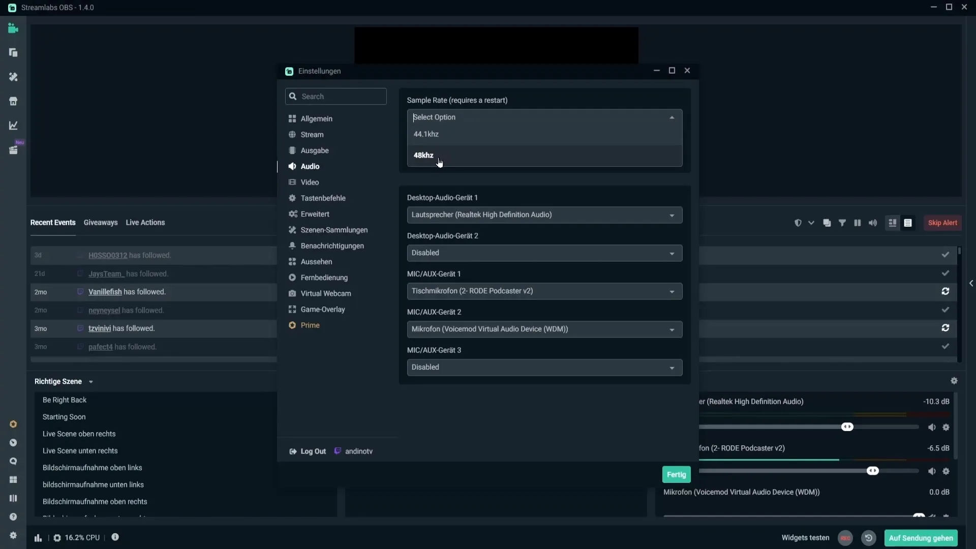Optimizați setările audio în Streamlabs OBS