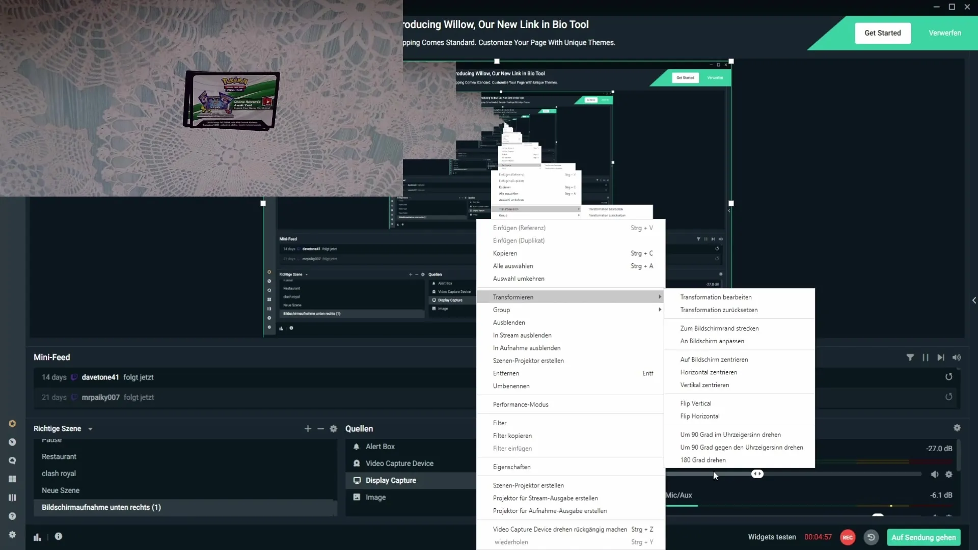 Imagine în Streamlabs OBS o rotație eficientă de 180°