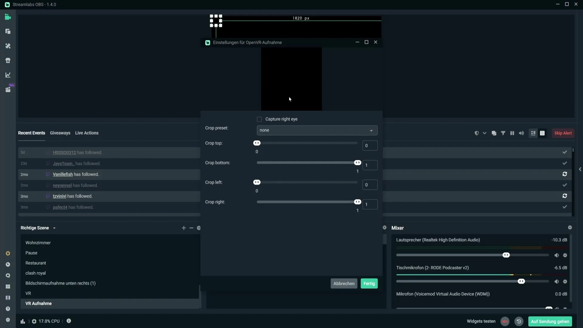 Streamlabs OBS에서 VR 녹화 설정하기