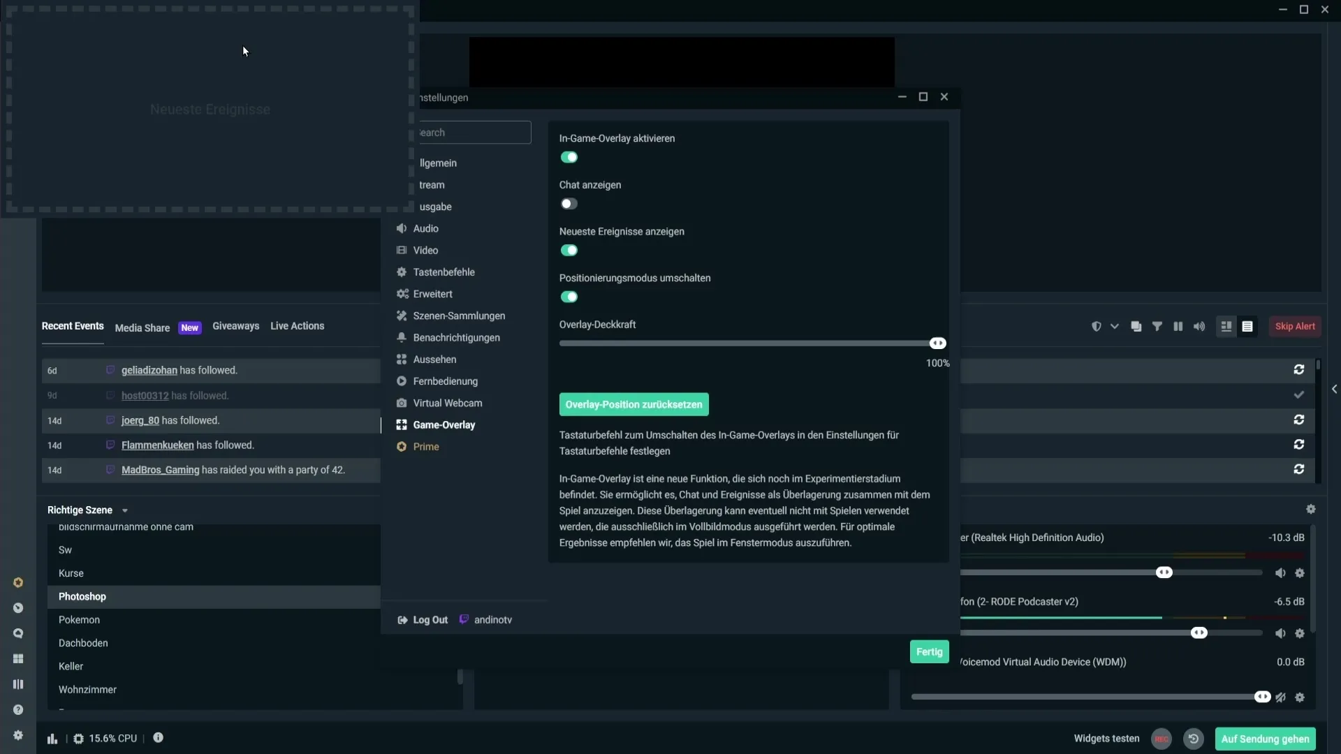 Streamlabs OBS에서 인게임 오버레이 설정하기 쉽게 만들기