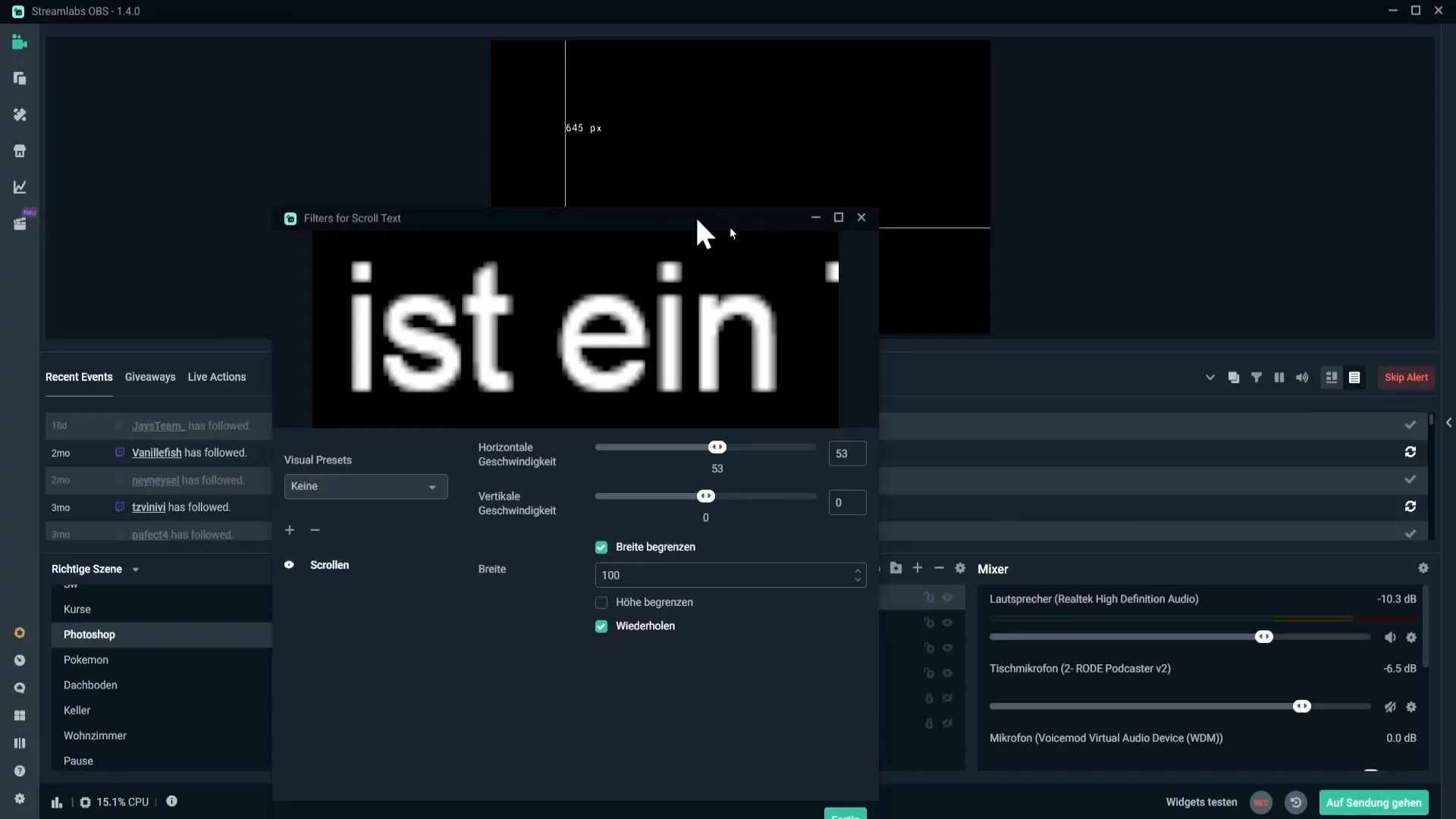 Streamlabs OBS에서 스크롤 텍스트를 효과적으로 만드는 방법