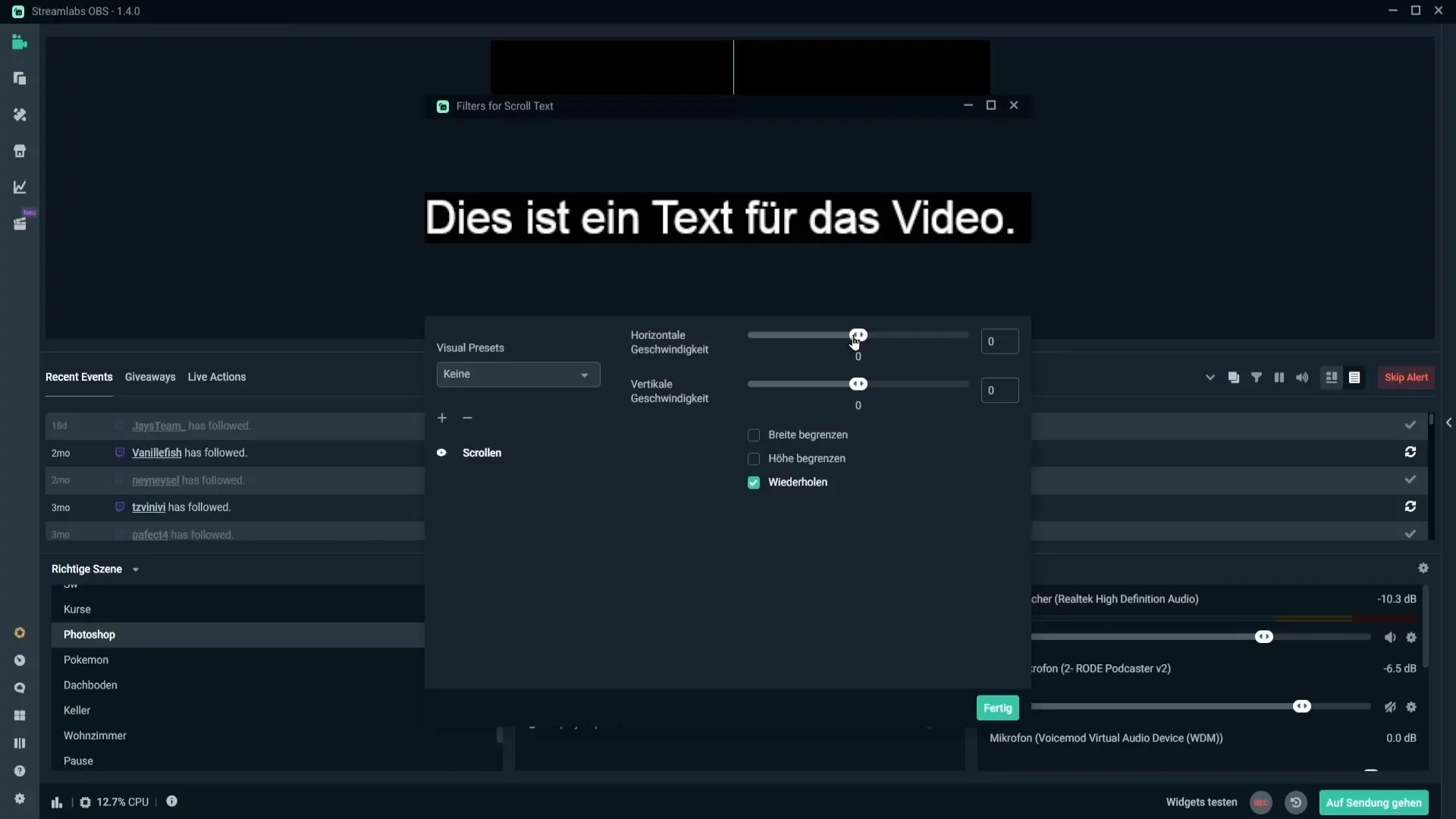 Streamlabs OBS로 스크롤 텍스트를 효과적으로 생성하세요