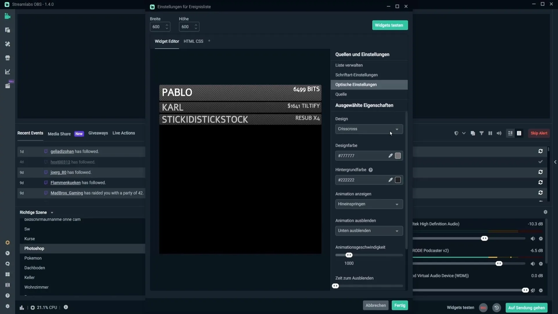 Hatékony eseménylista beállítása a Streamlabs OBS-ben