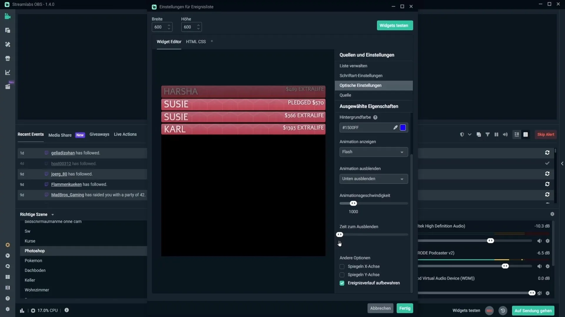 Hatékony eseménylista beállítása a Streamlabs OBS-ben