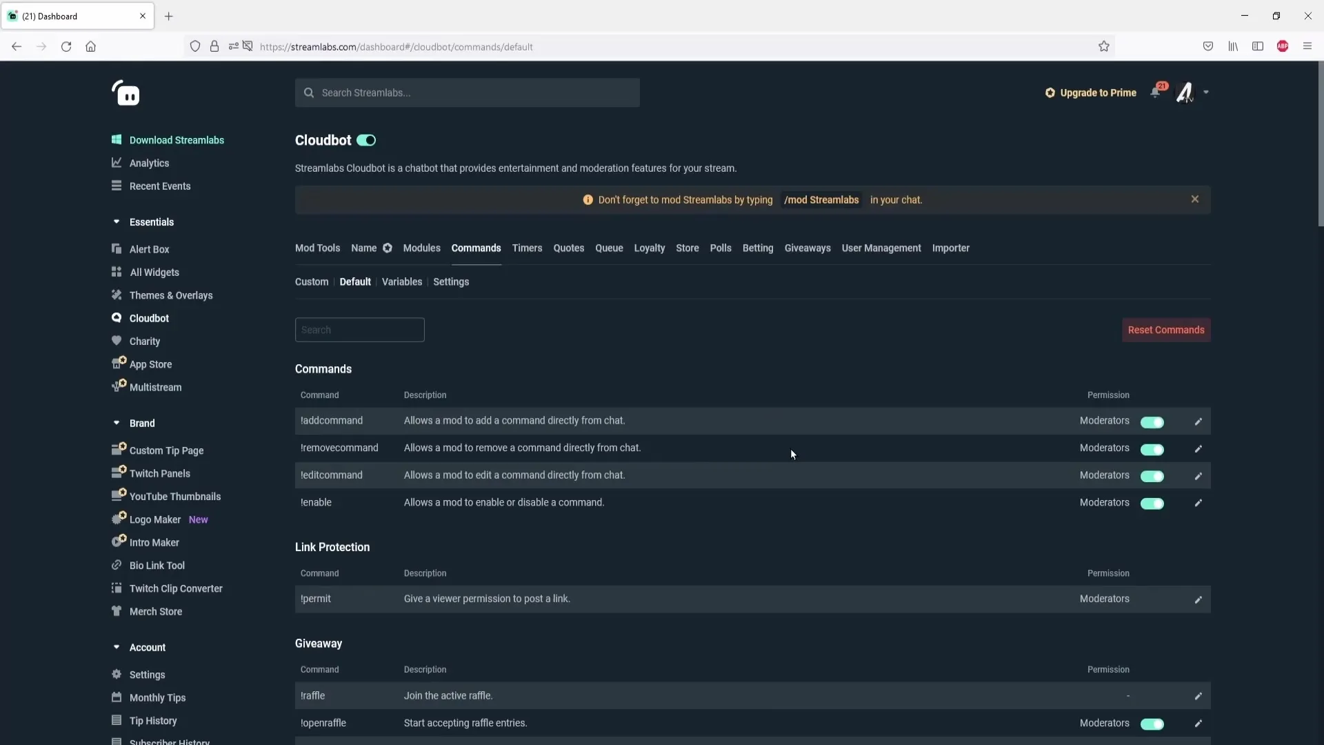 Streamlabs OBS에서 효율적으로 명령어를 설정하세요