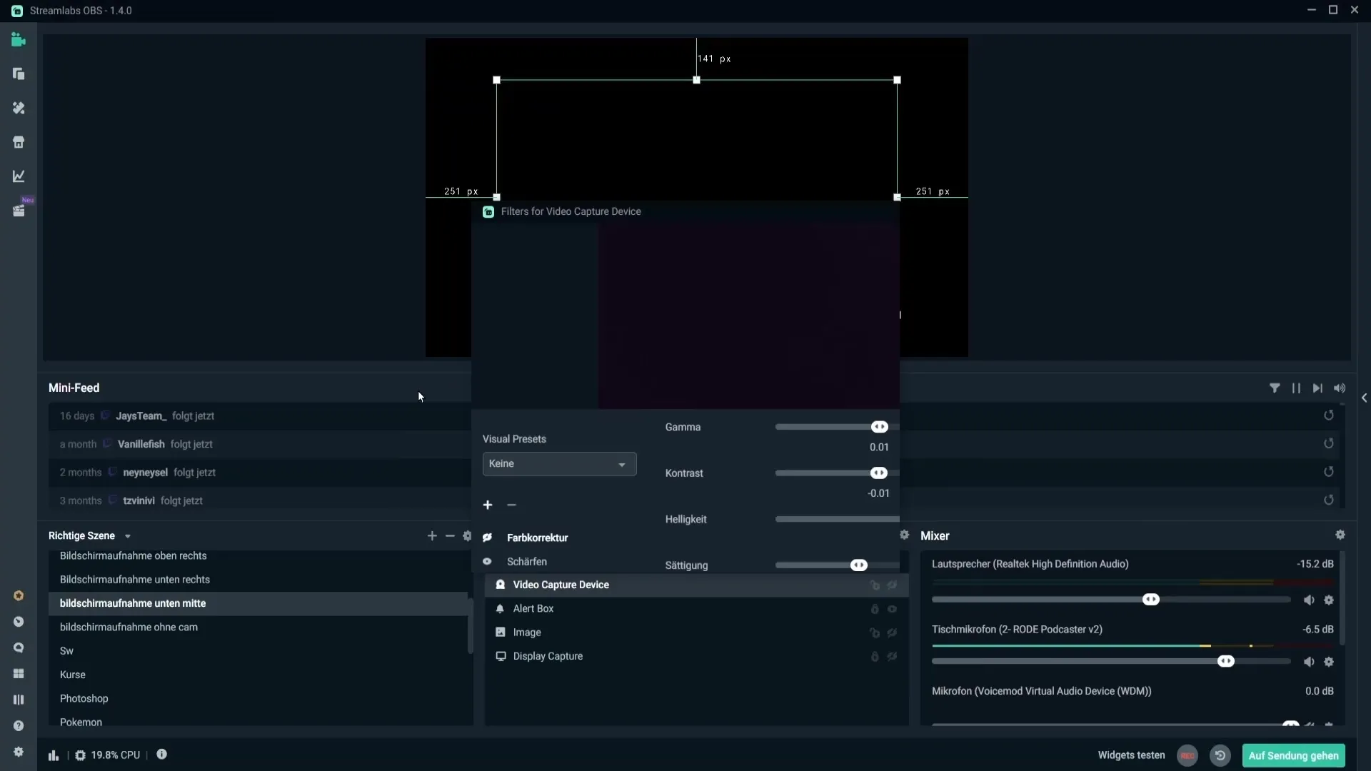Streamlabs에서 오디오와 웹캠을 동기화하기