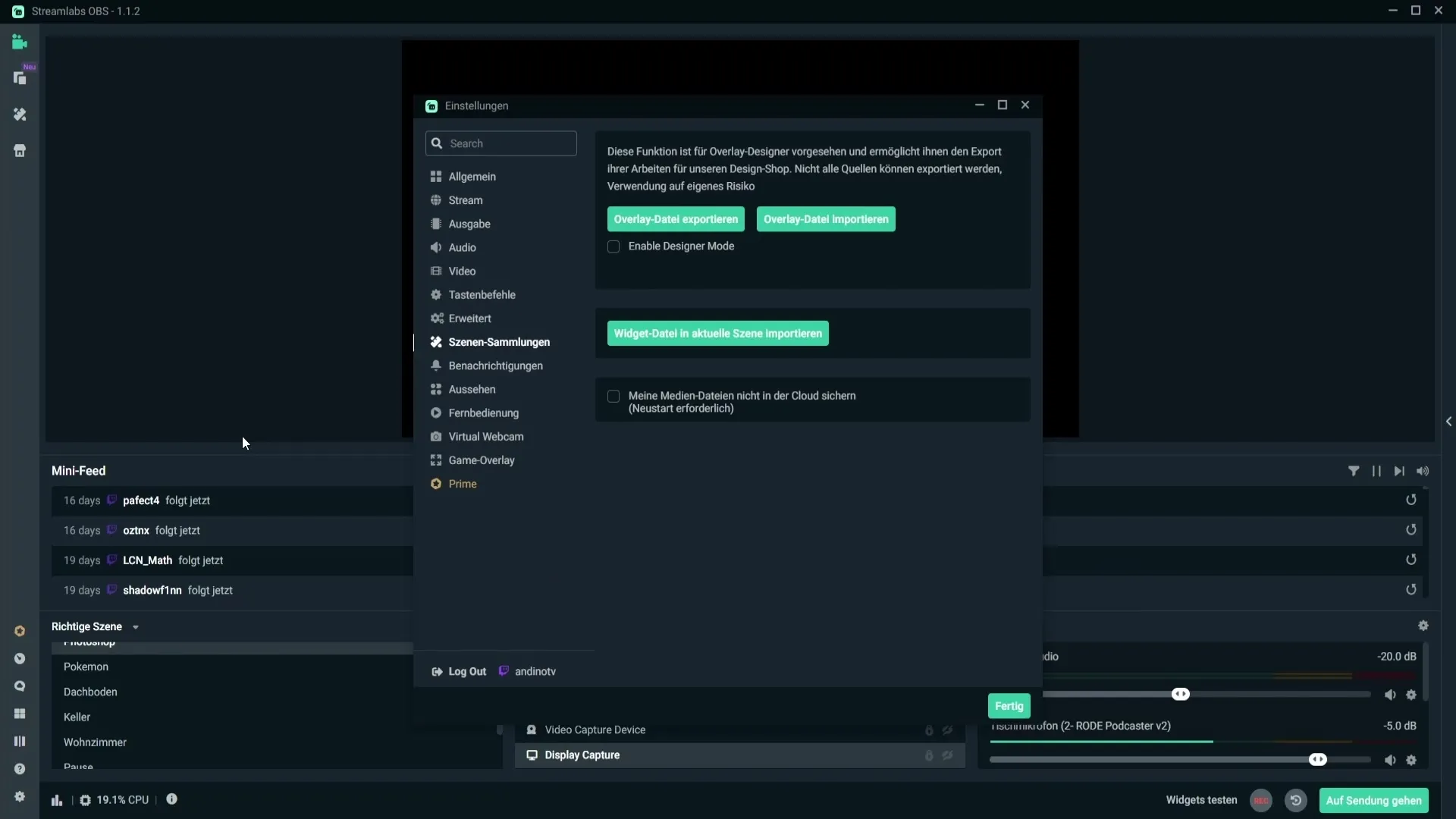 Streamlabs OBS의 효과적인 초기화