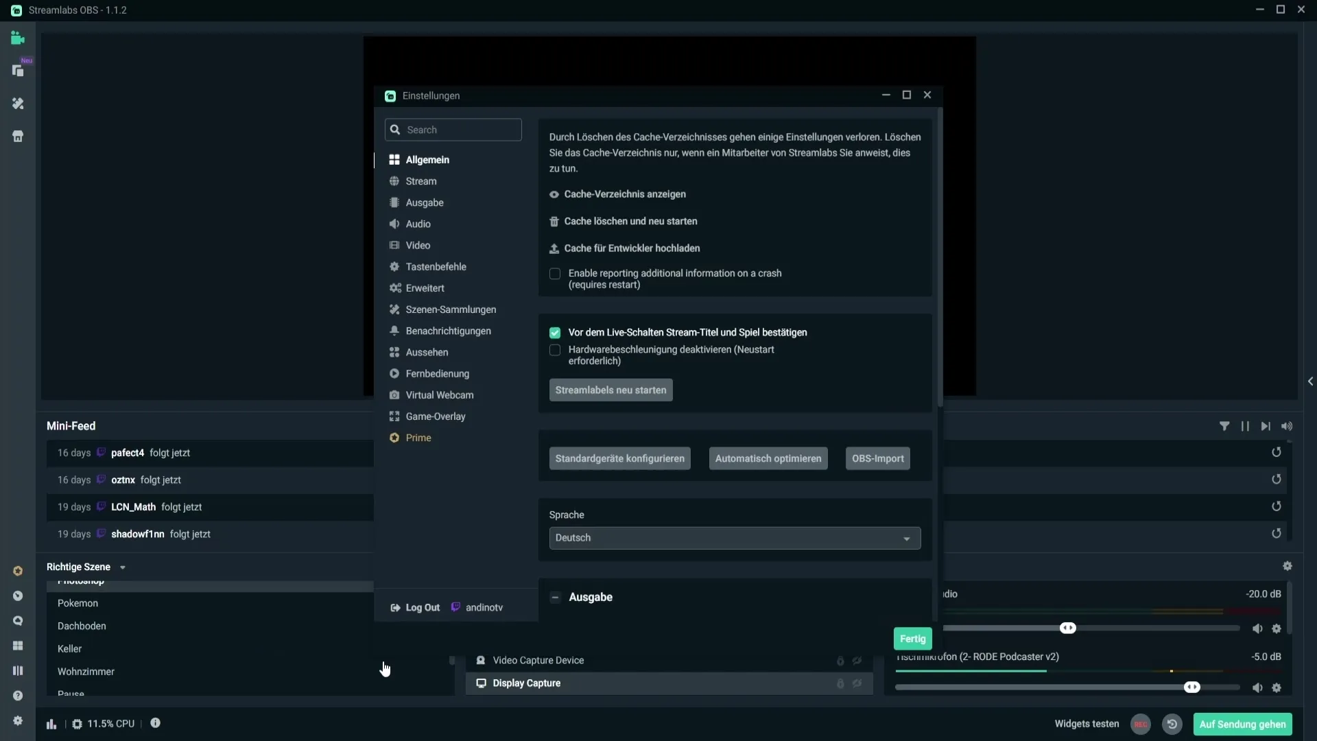 Streamlabs OBS 효율적인 초기화
