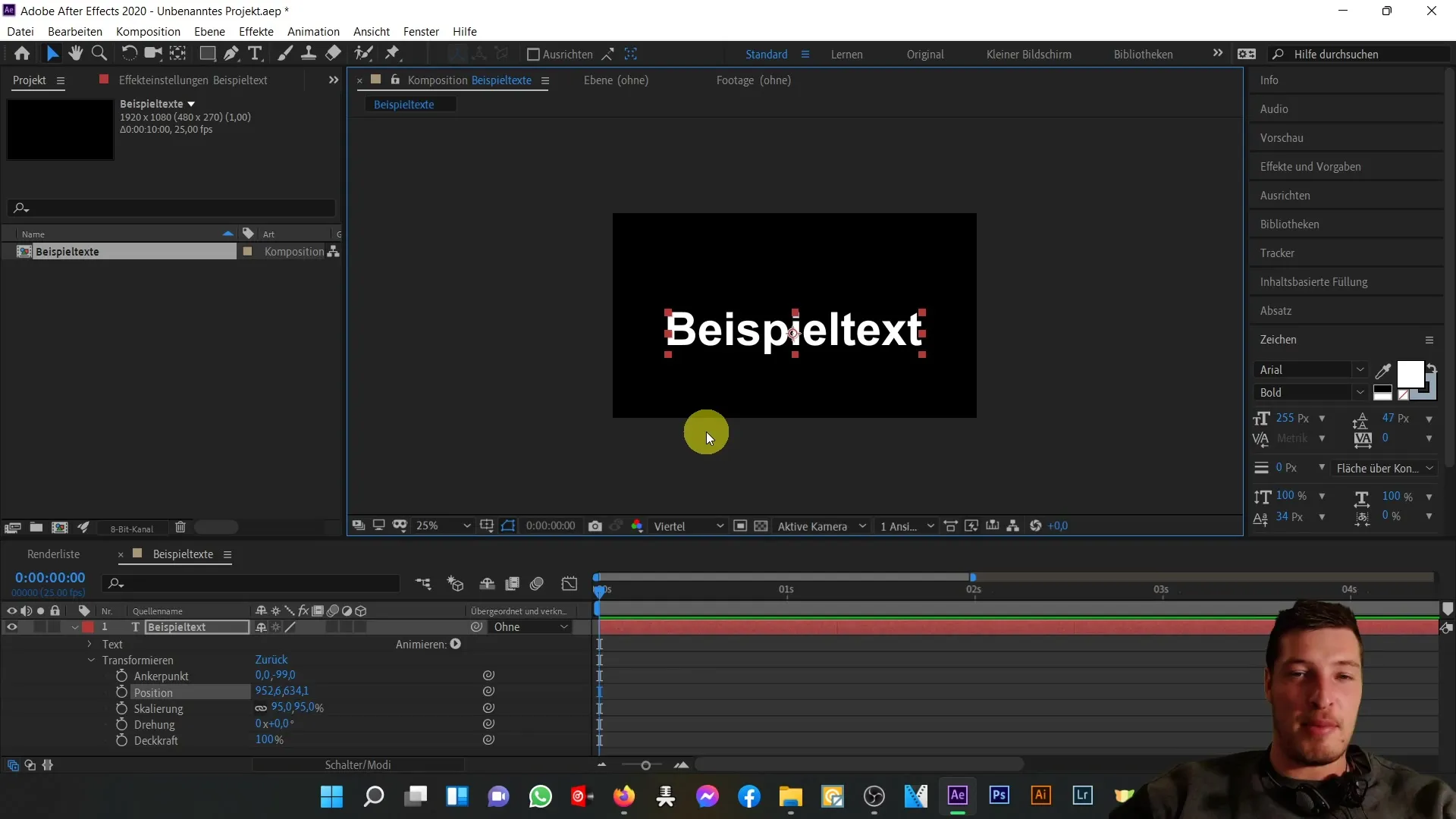 Textanimation in After Effects: Die ersten Keyframes erstellen
