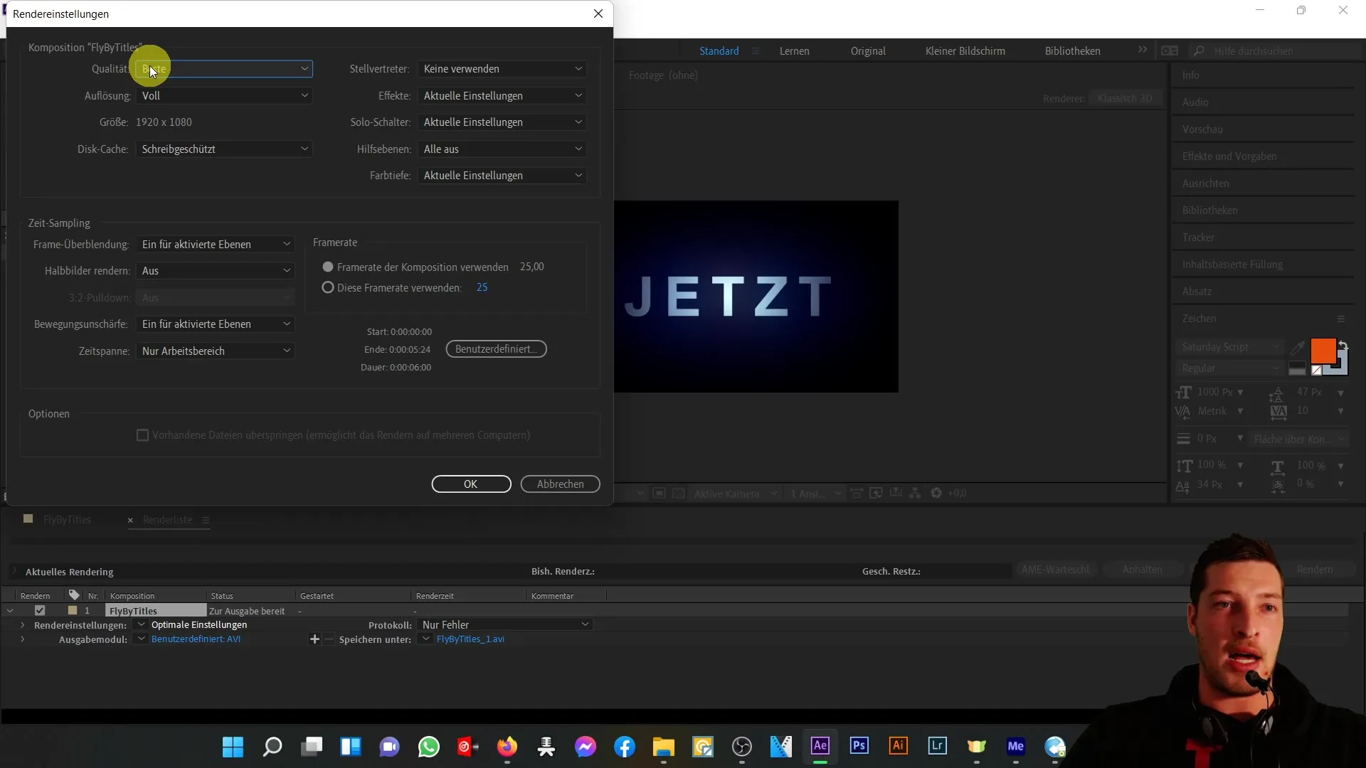 Effektives Exportieren von Videos in After Effects