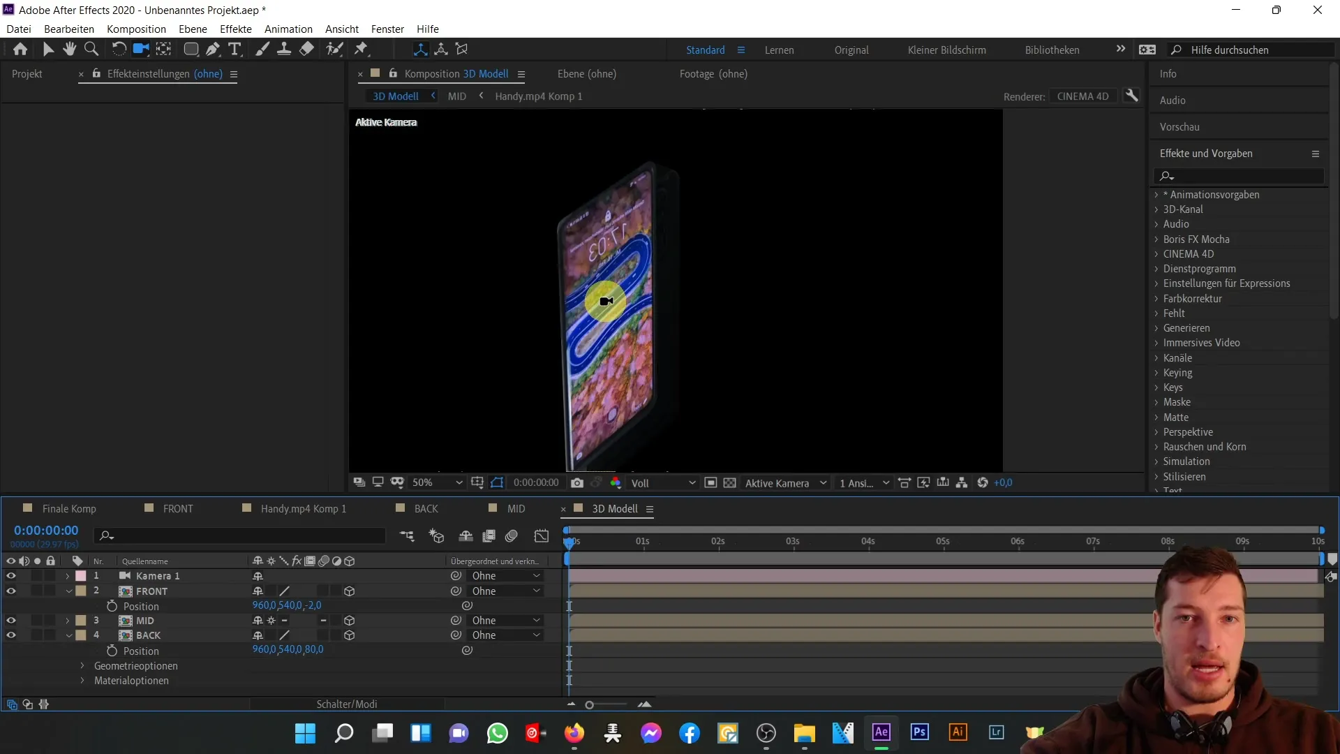 3D-Handy in After Effects: Optimierung durch Anpassungen