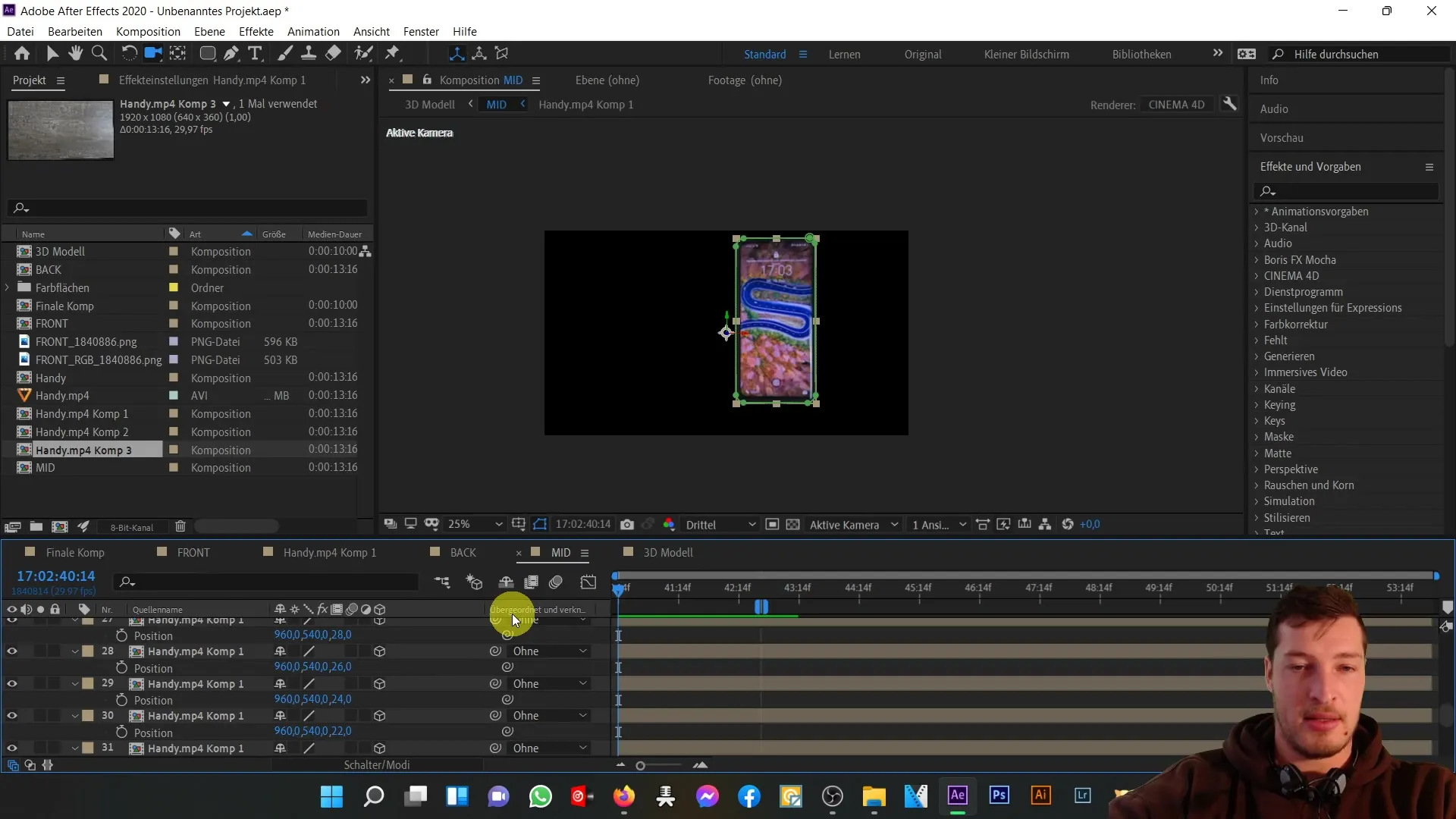 3D-Handy in After Effects: Optimierung durch Anpassungen