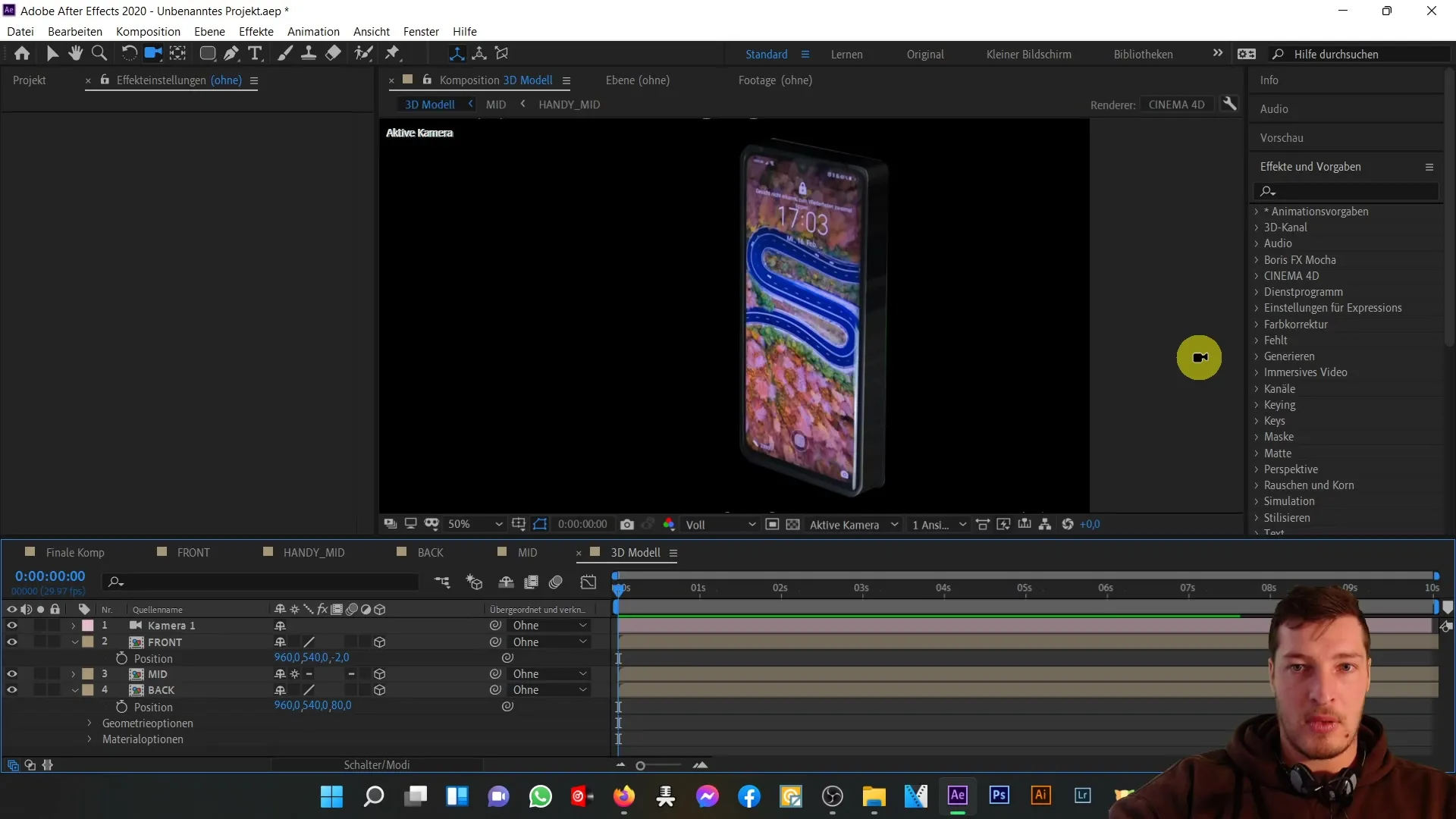 3D-Handy in After Effects: Optimierung durch Anpassungen