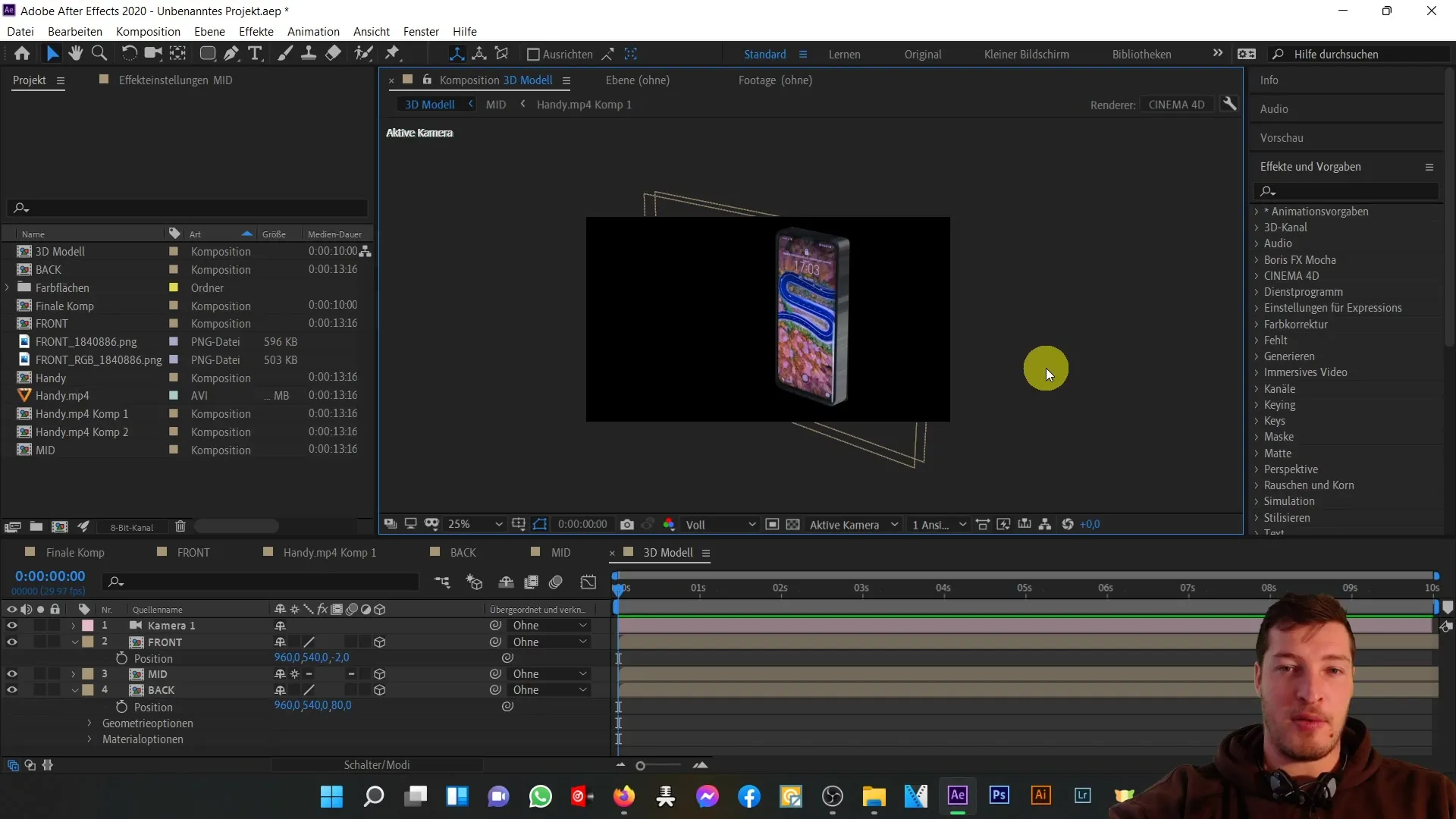 3D-Handy in After Effects: Optimierung durch Anpassungen