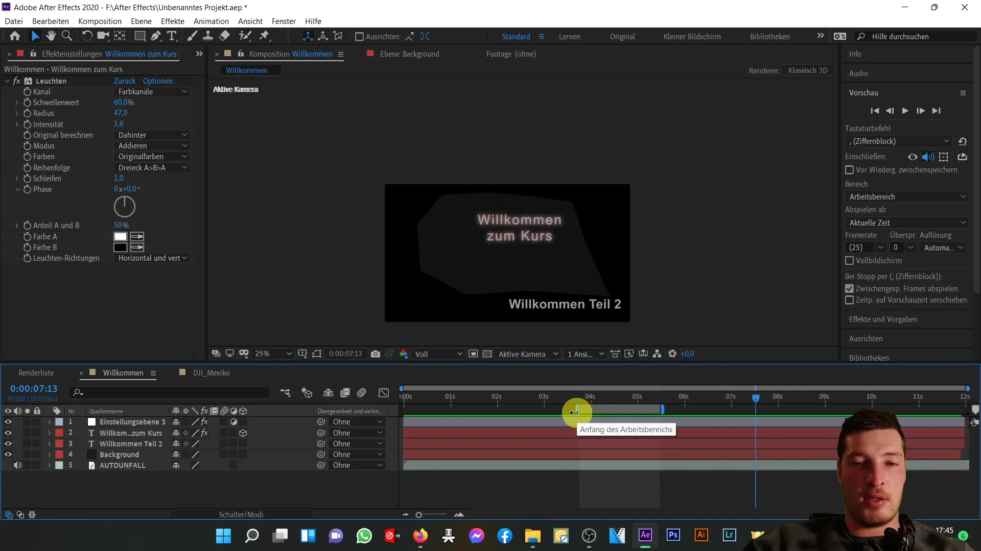 Wichtige Funktionen der After Effects Zeitleiste