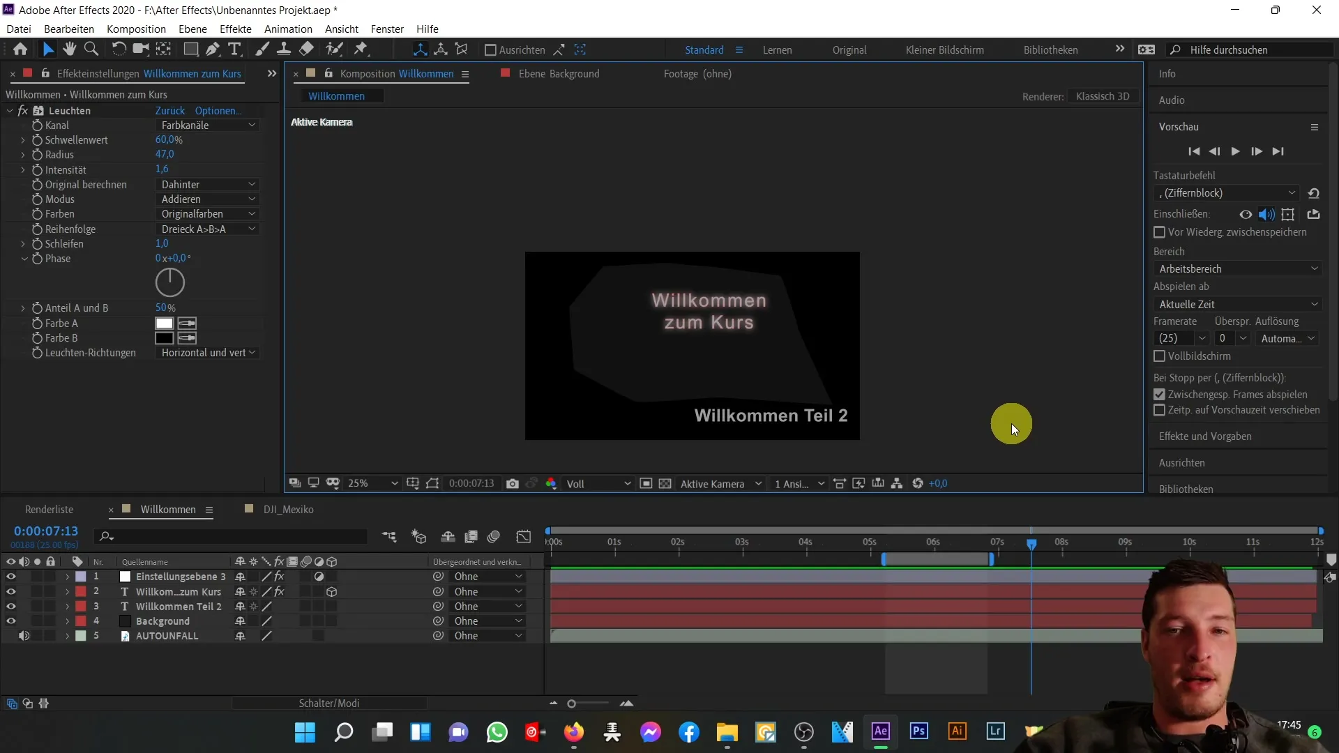 Wichtige Funktionen der After Effects Zeitleiste