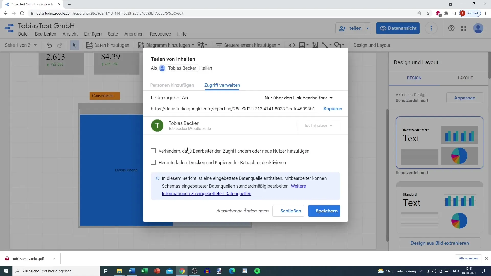 Berichte effektiv teilen und exportieren in Google Data Studio