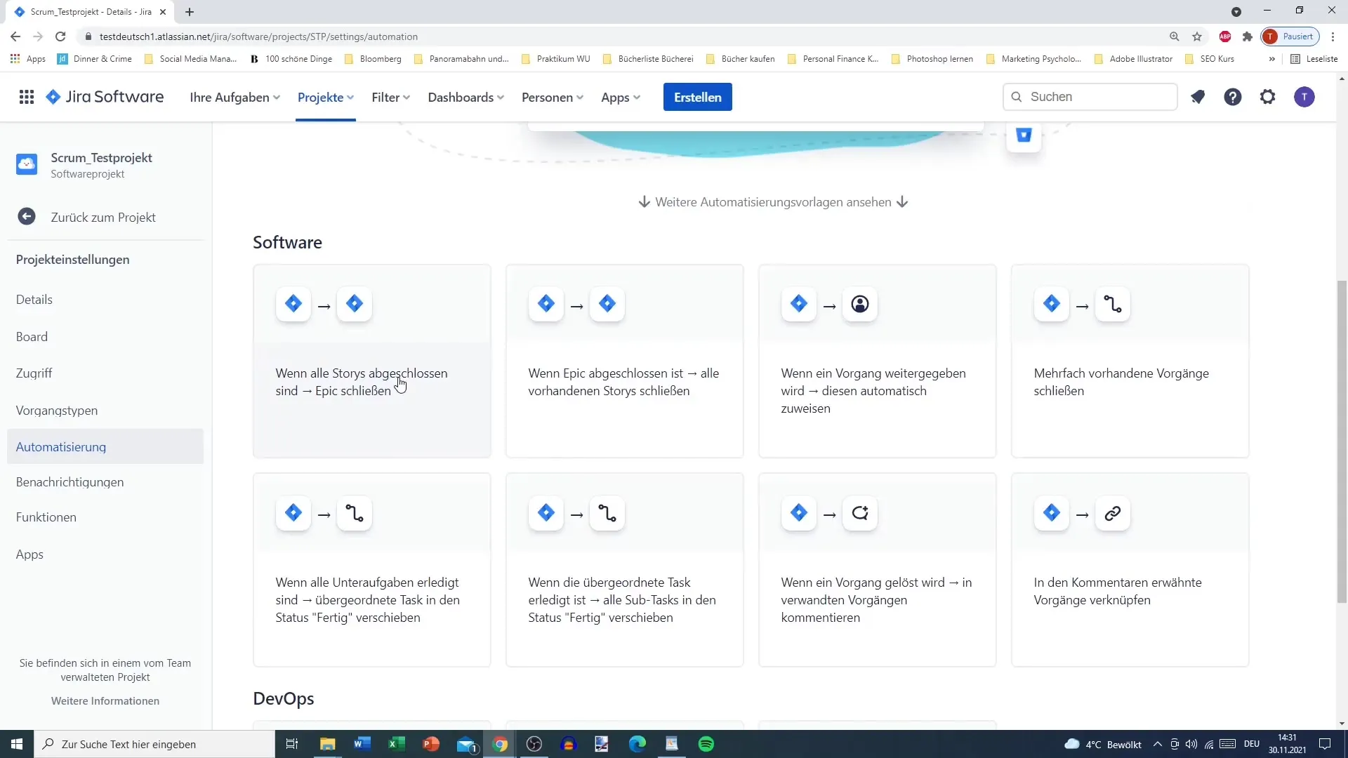 Jira projektindstillinger - Grundlæggende tilpasset administration