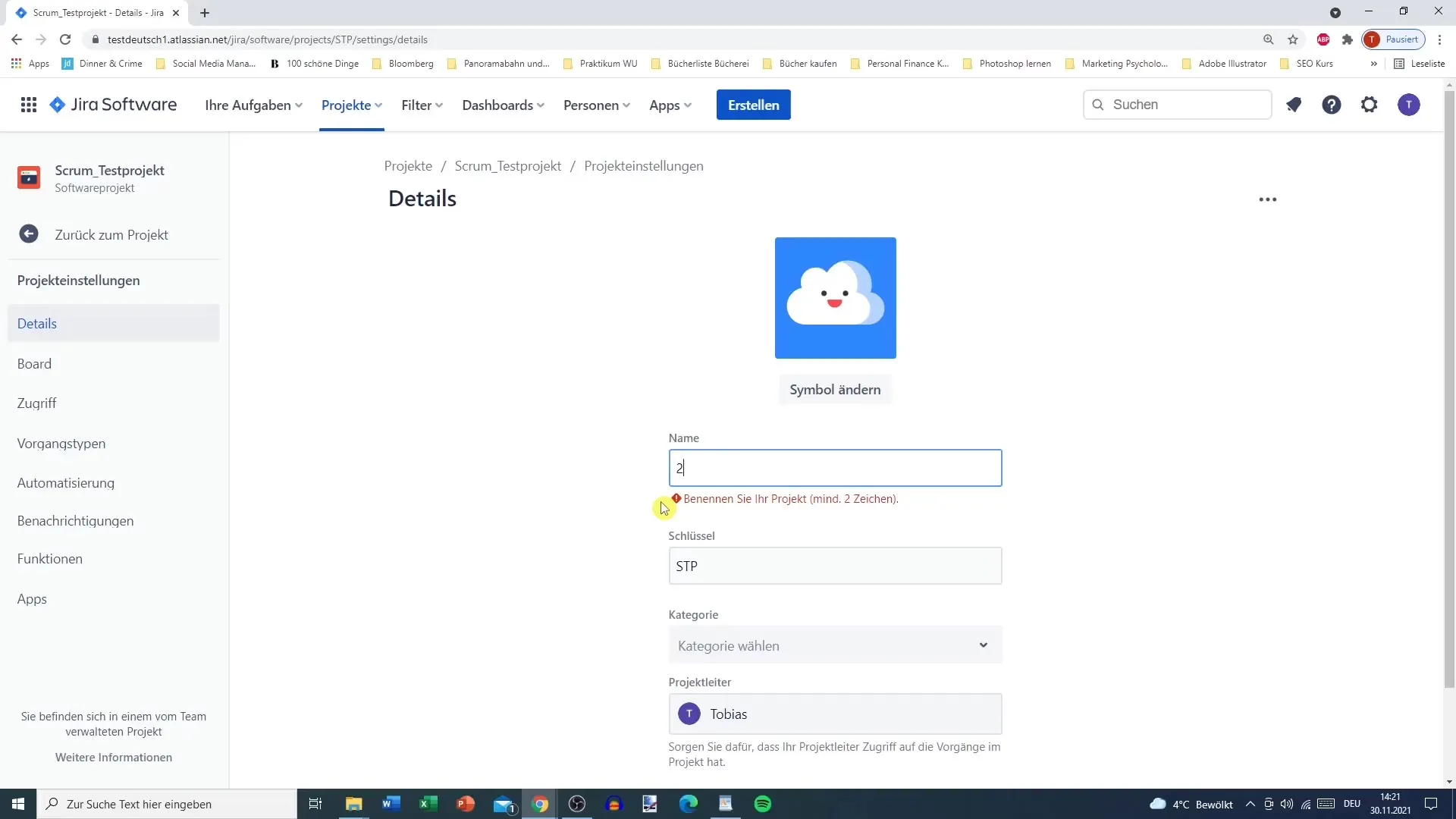 Jira projektopsætning - Grundlæggende tilpasset administration