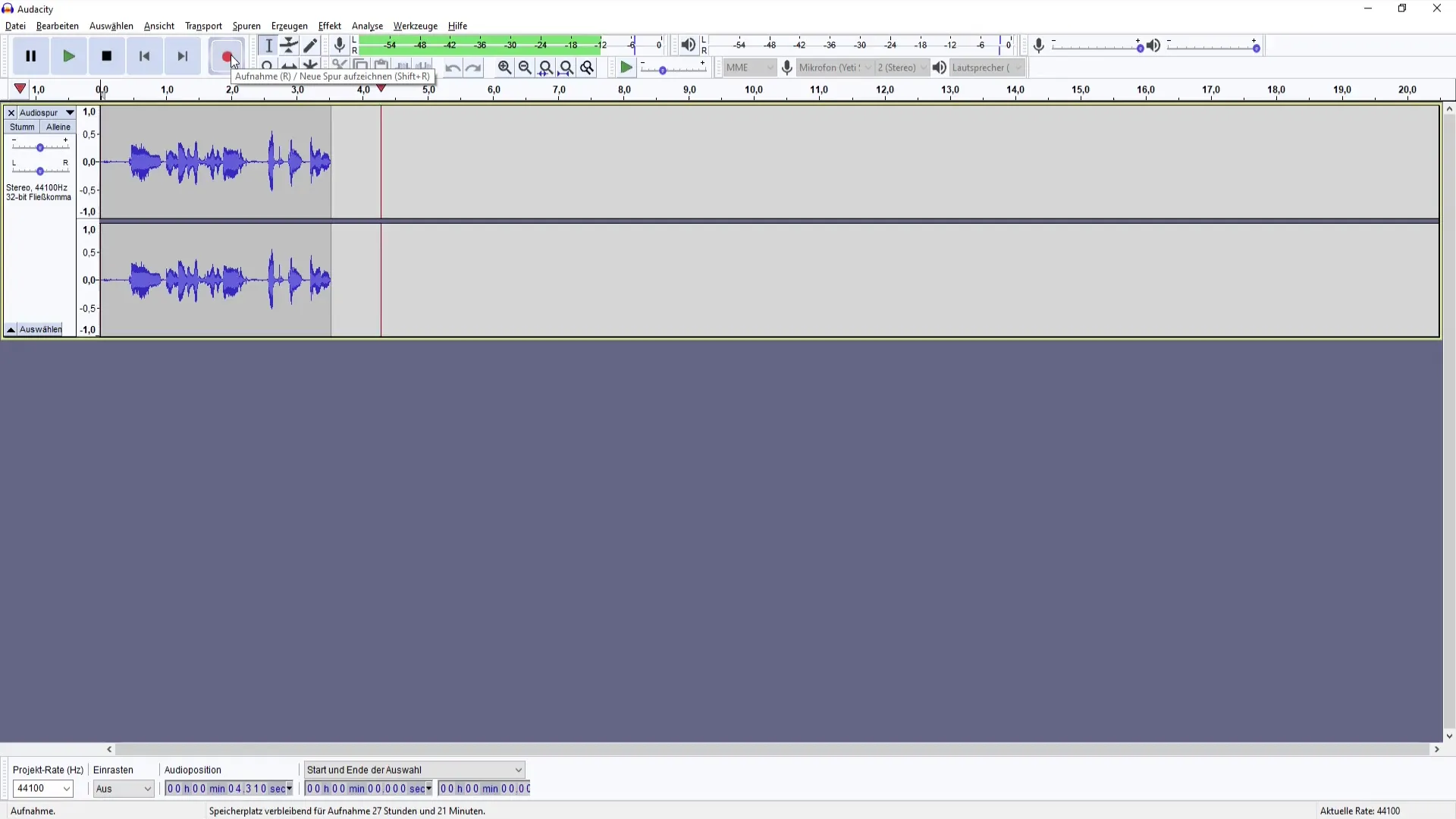 Effettivi aggiustamenti dei bassi e degli alti in Audacity