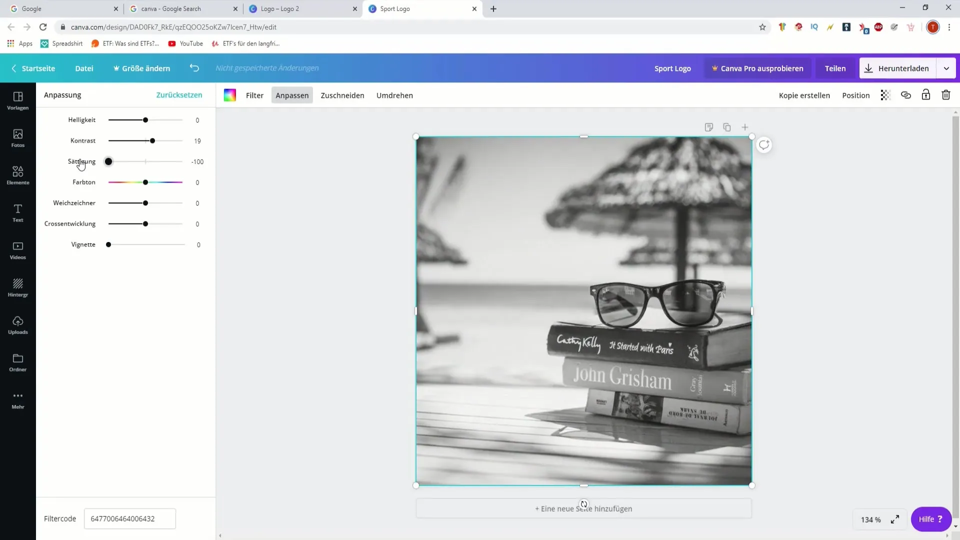 Creating podcast graphics: Understanding Canva filters and settings