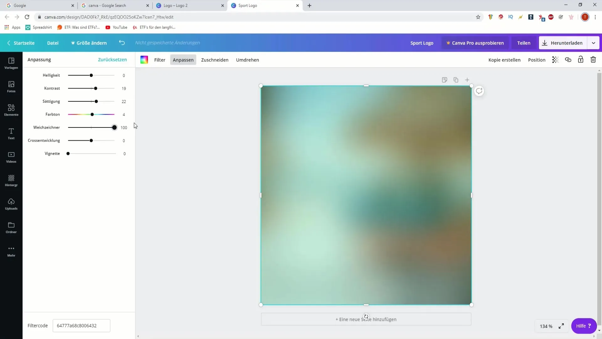 Creating podcast graphics: Understanding Canva filters and settings