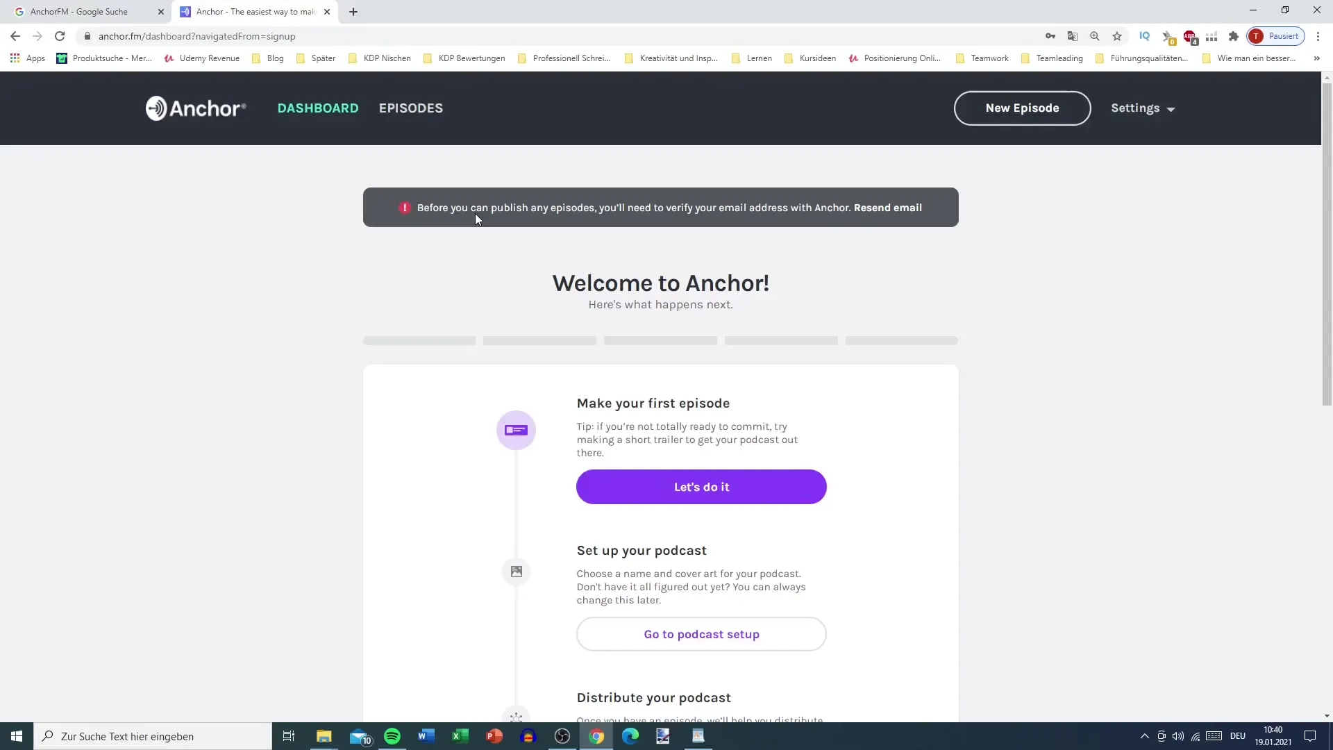 Creare un podcast è facile - creare un account AnchorFM