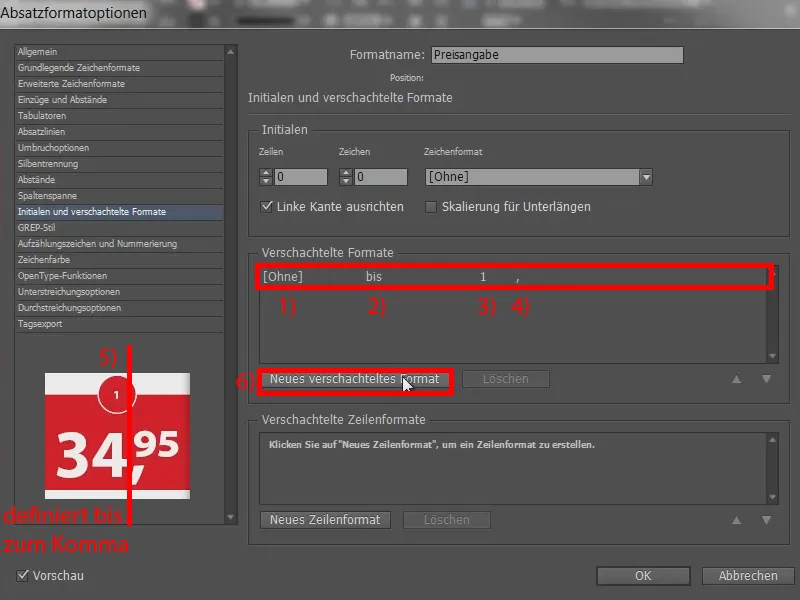 Automatizar la tarificación mediante formatos anidados