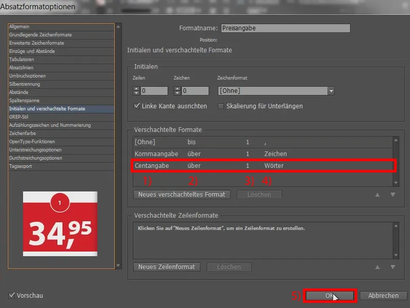 Automatizar la tarificación mediante formatos anidados