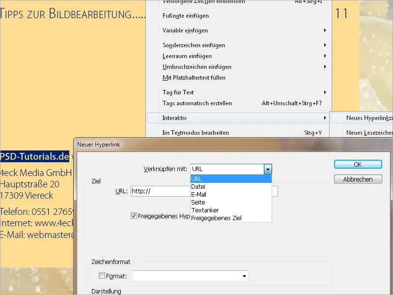 Κουμπιά και σύνδεσμοι στο InDesign