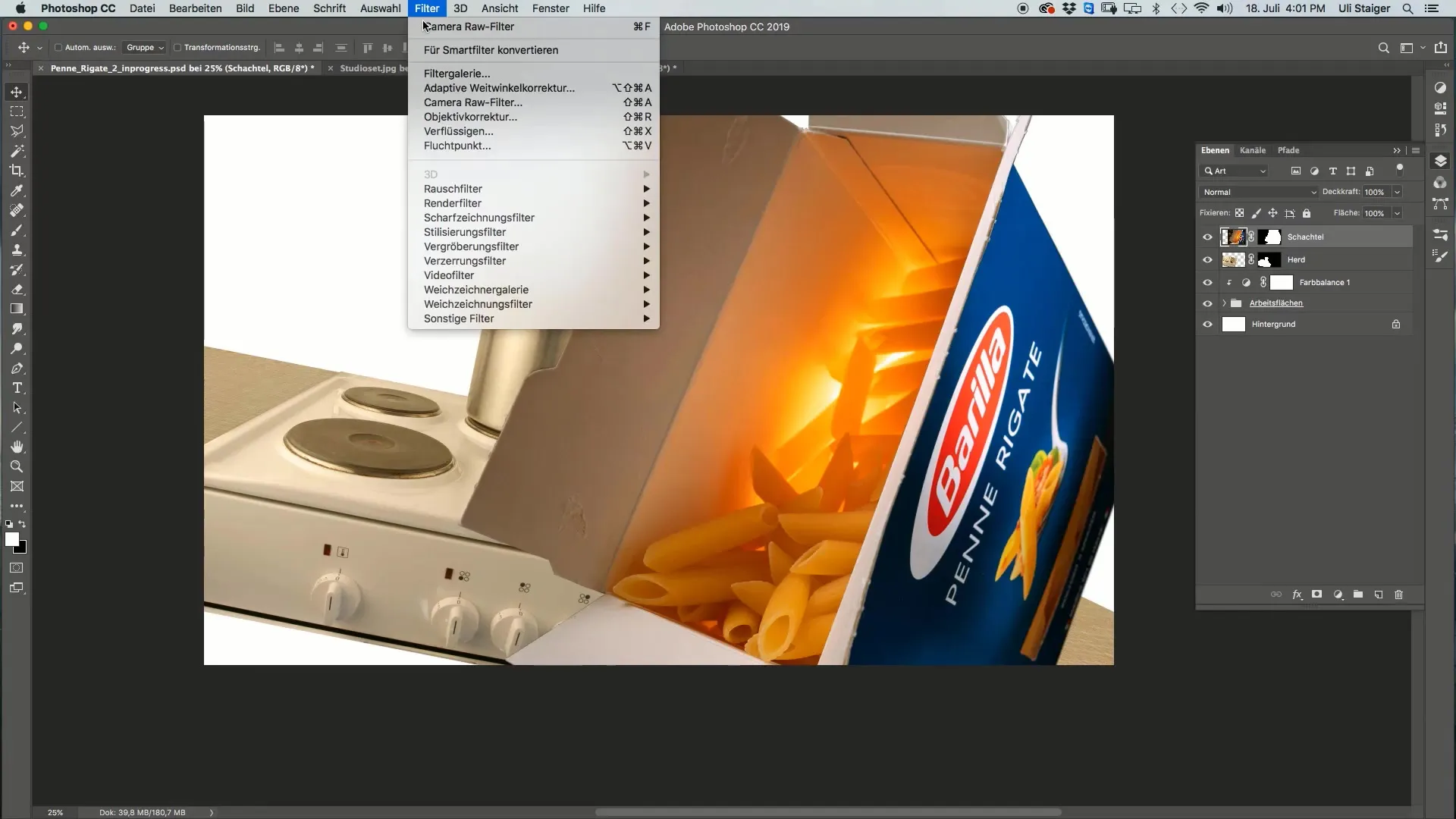 Membuat dan mengedit kotak pasta profesional di Photoshop