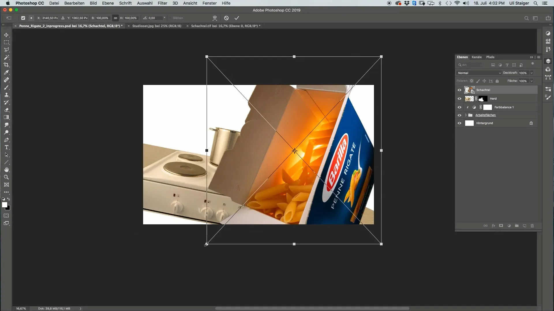Membuat dan mengedit kotak pasta profesional di Photoshop