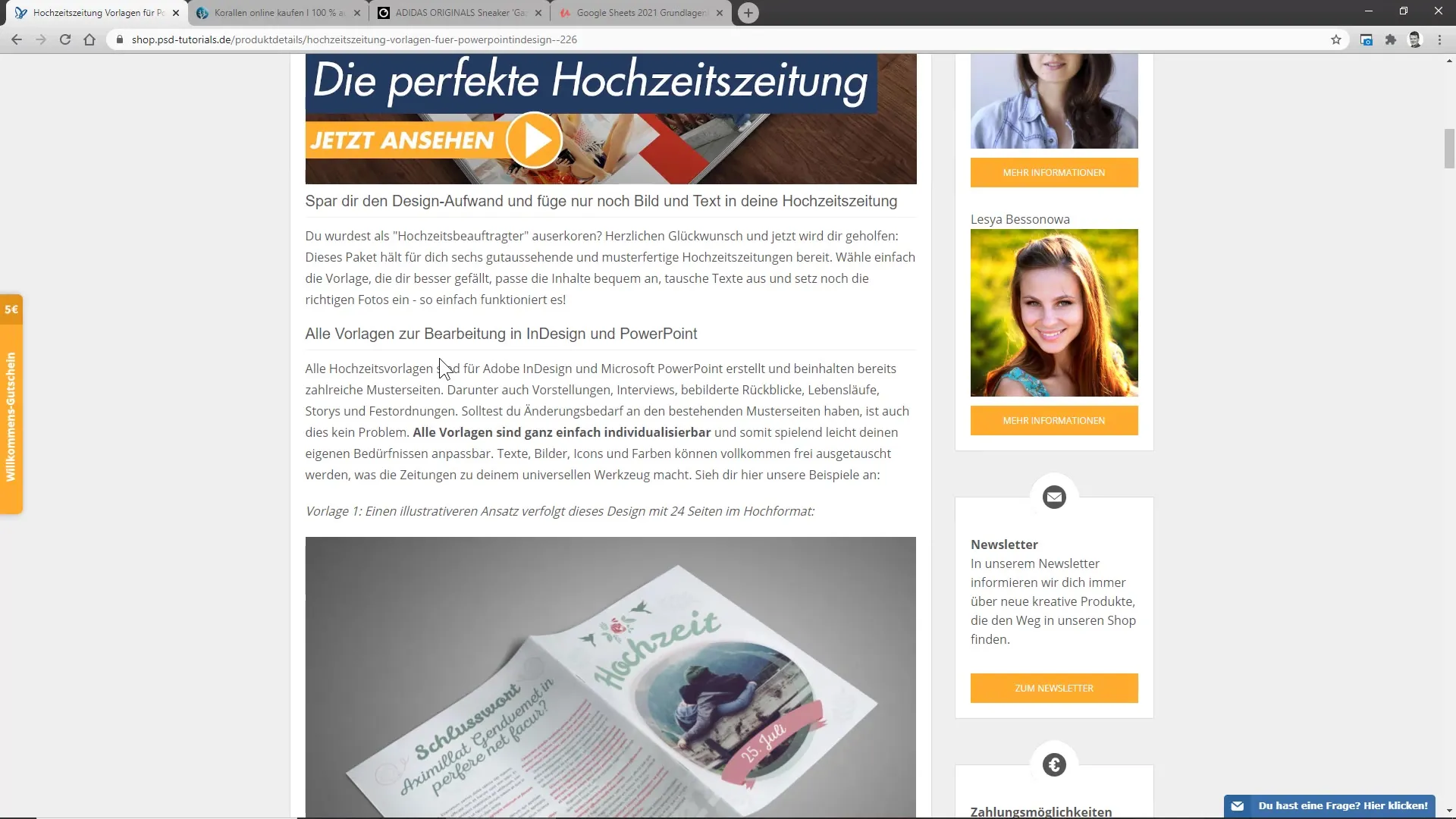 Optimization of the User Experience through effective product pages