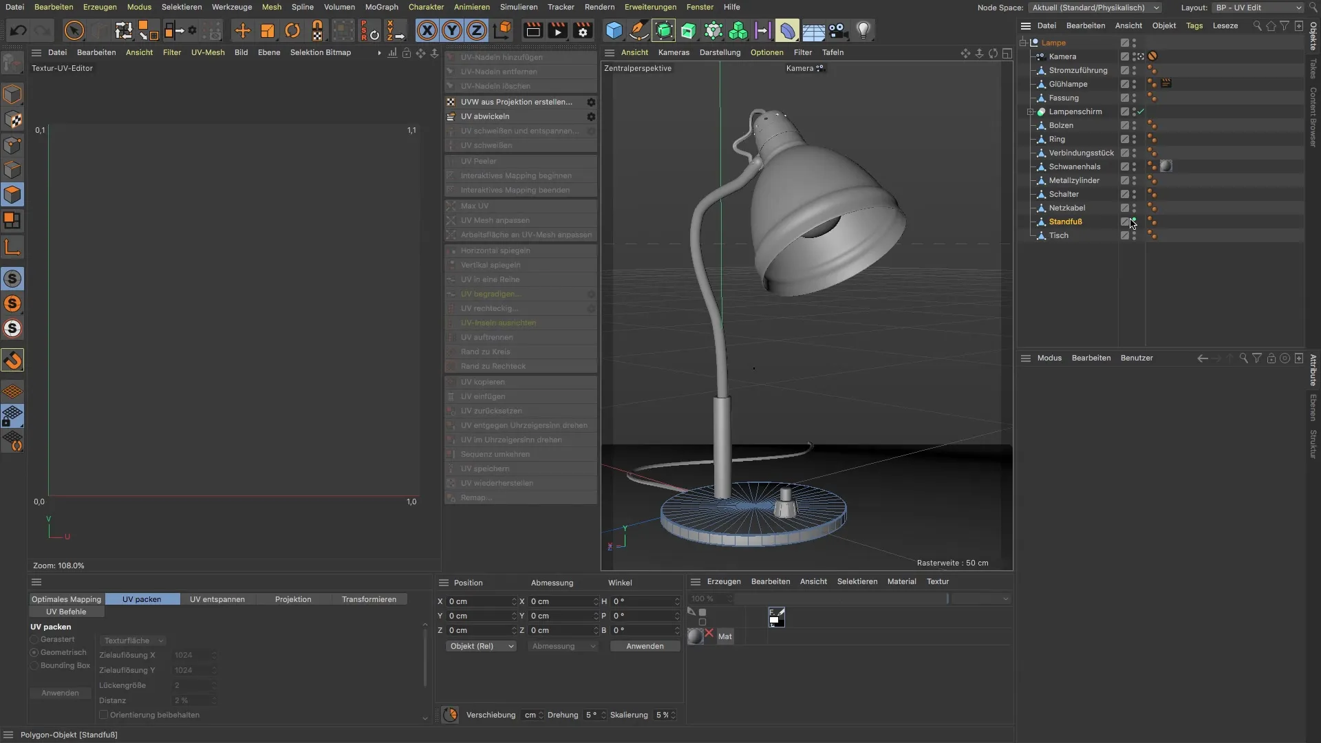 Mappatura UV efficace di un cilindro in BodyPaint 3D