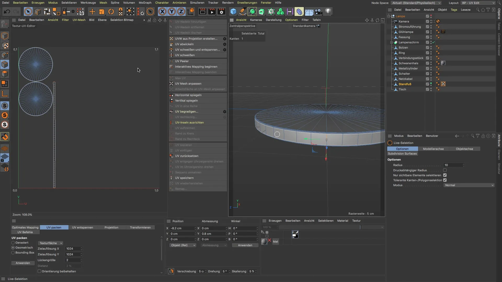 Mappatura UV efficace di un cilindro in BodyPaint 3D