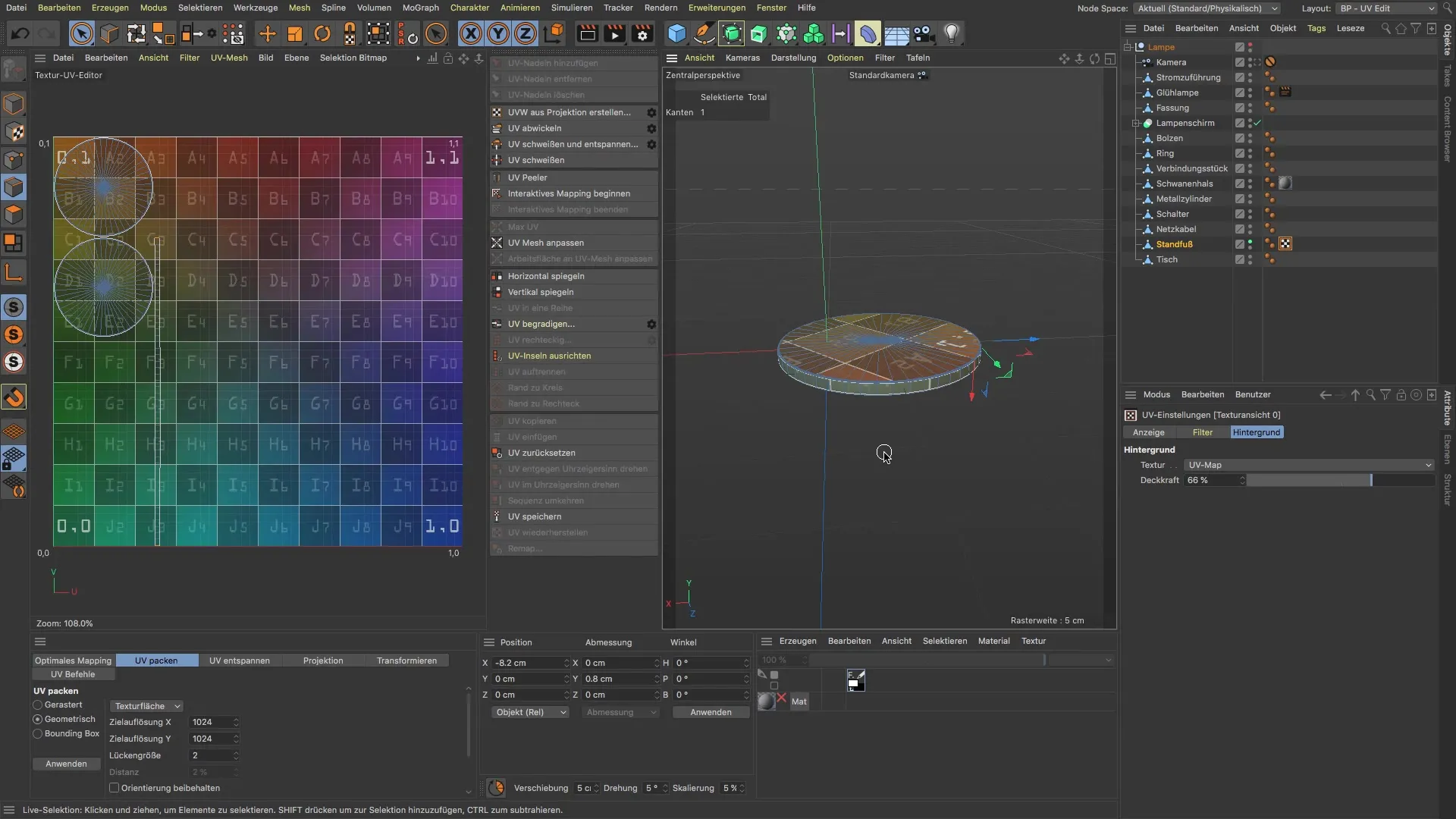 Mappatura UV efficace di un cilindro in BodyPaint 3D