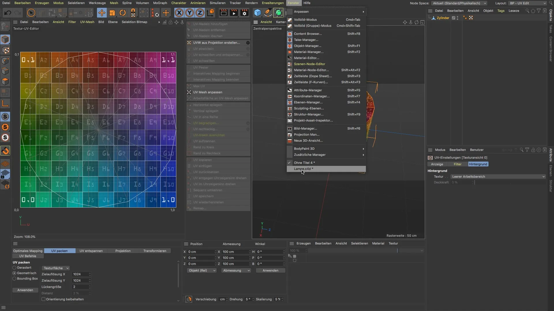 Mapping UV efficace di un cilindro in BodyPaint 3D