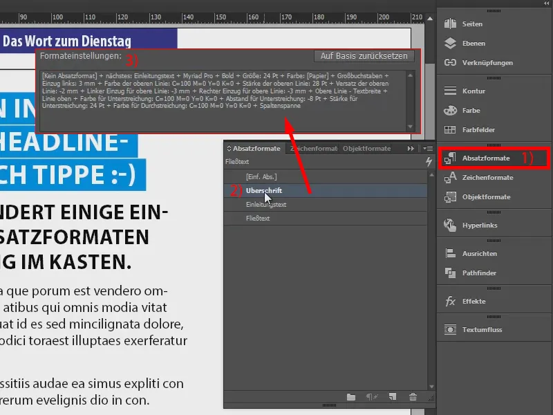 Colored headline effects via the formats